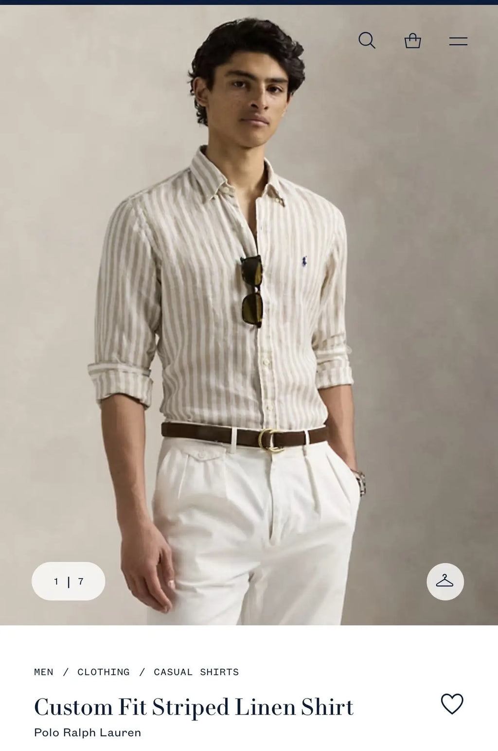 Ralph  Lauren Brown Stripes Premium Linen Shirt
