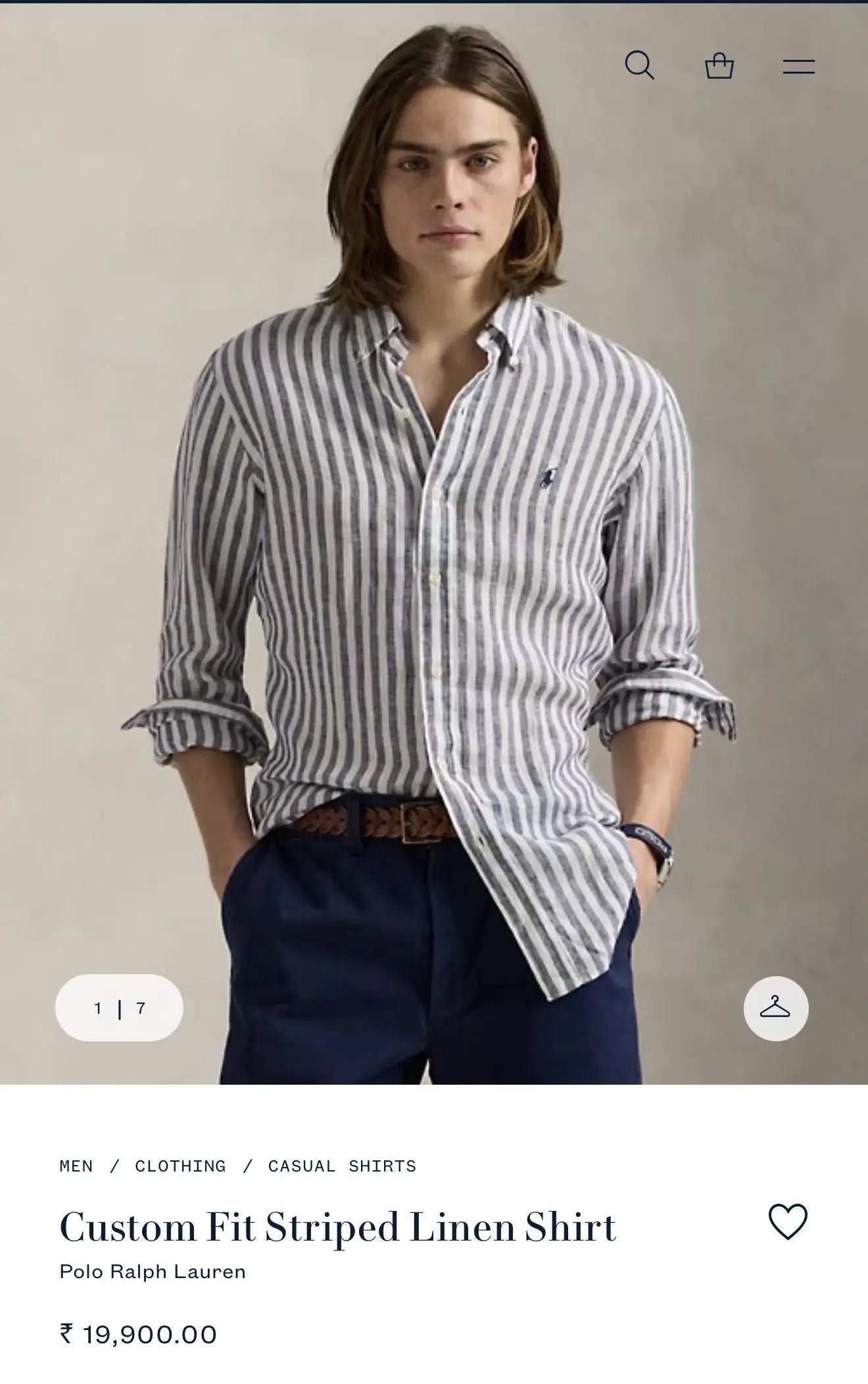Ralph  Lauren Blue Stripes Premium Linen Shirt
