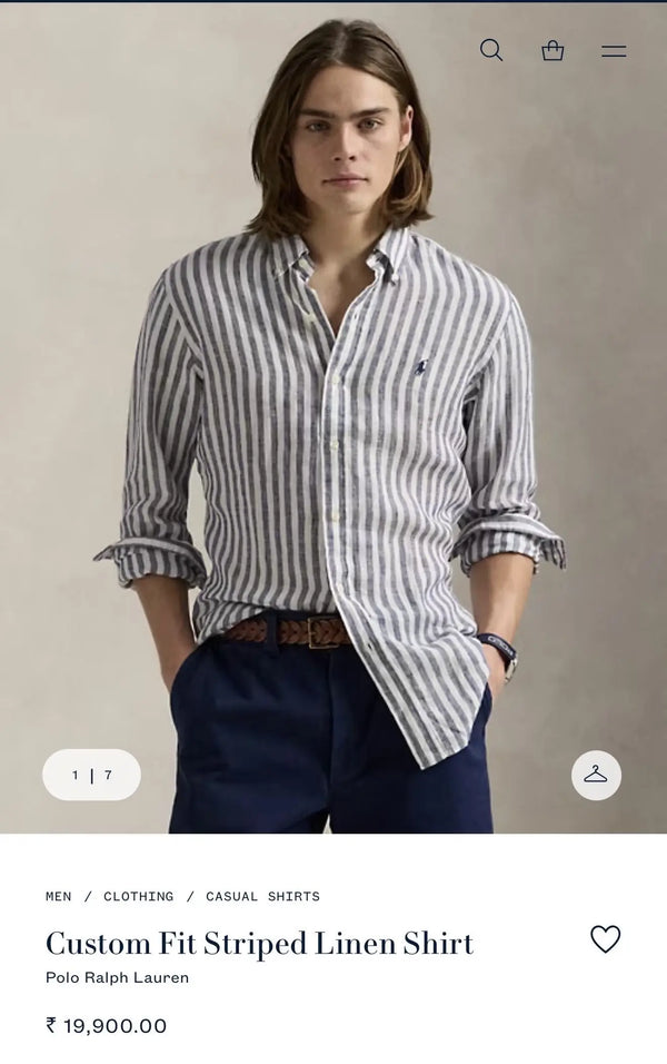 Ralph  Lauren Blue Stripes Premium Linen Shirt