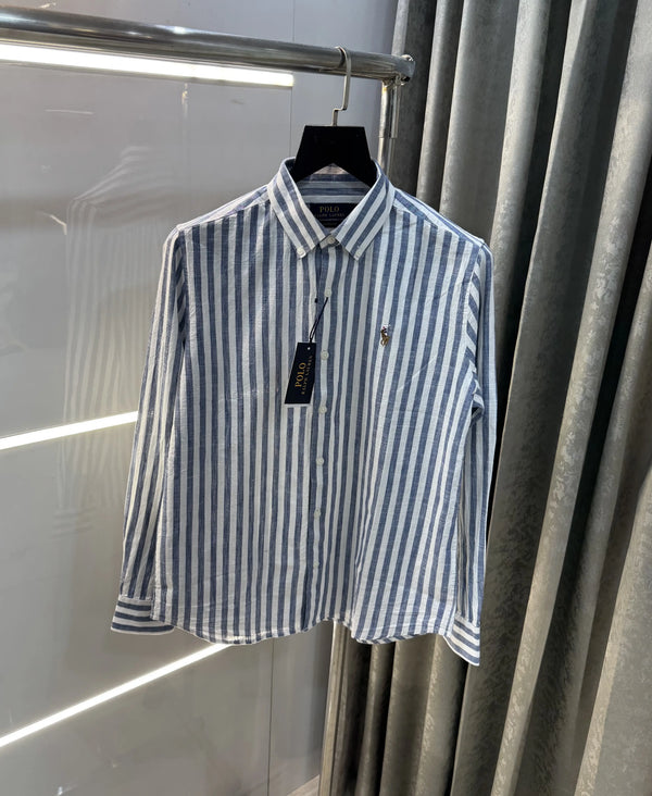 Ralph  Lauren Blue Stripes Premium Linen Shirt