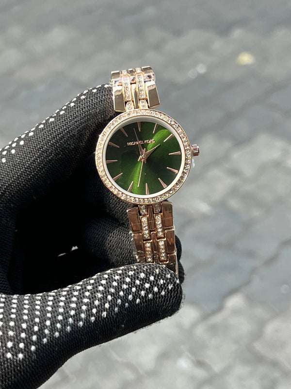 Michael Kors Diamond Rose Gold Green