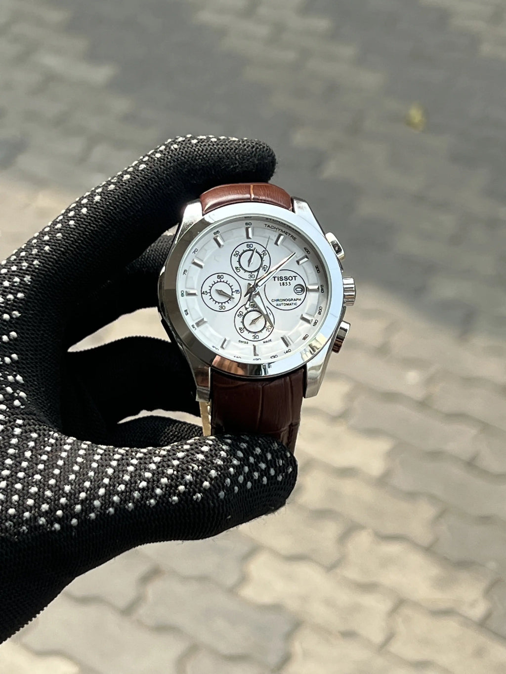 Tissot 1853 Leather Belt Brown Silver