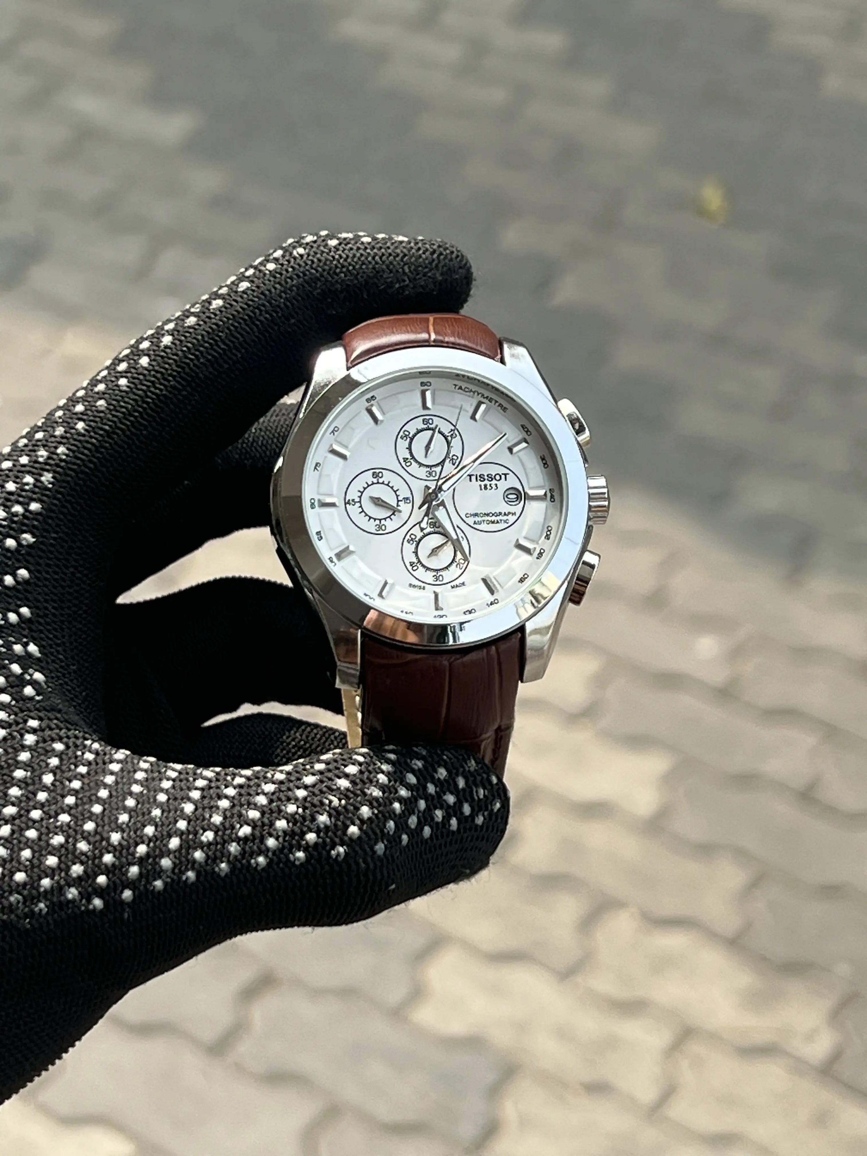 Tissot 1853 Leather Belt Brown Silver