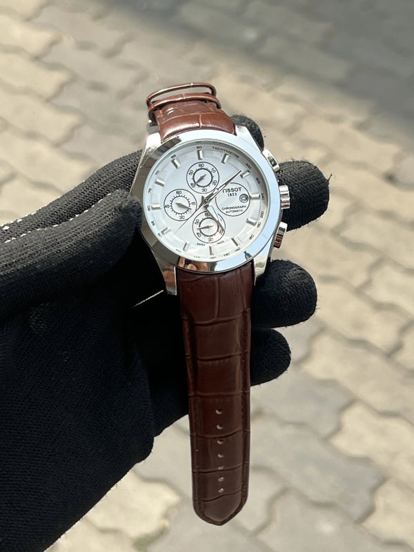 Tissot 1853 Leather Belt Brown Silver