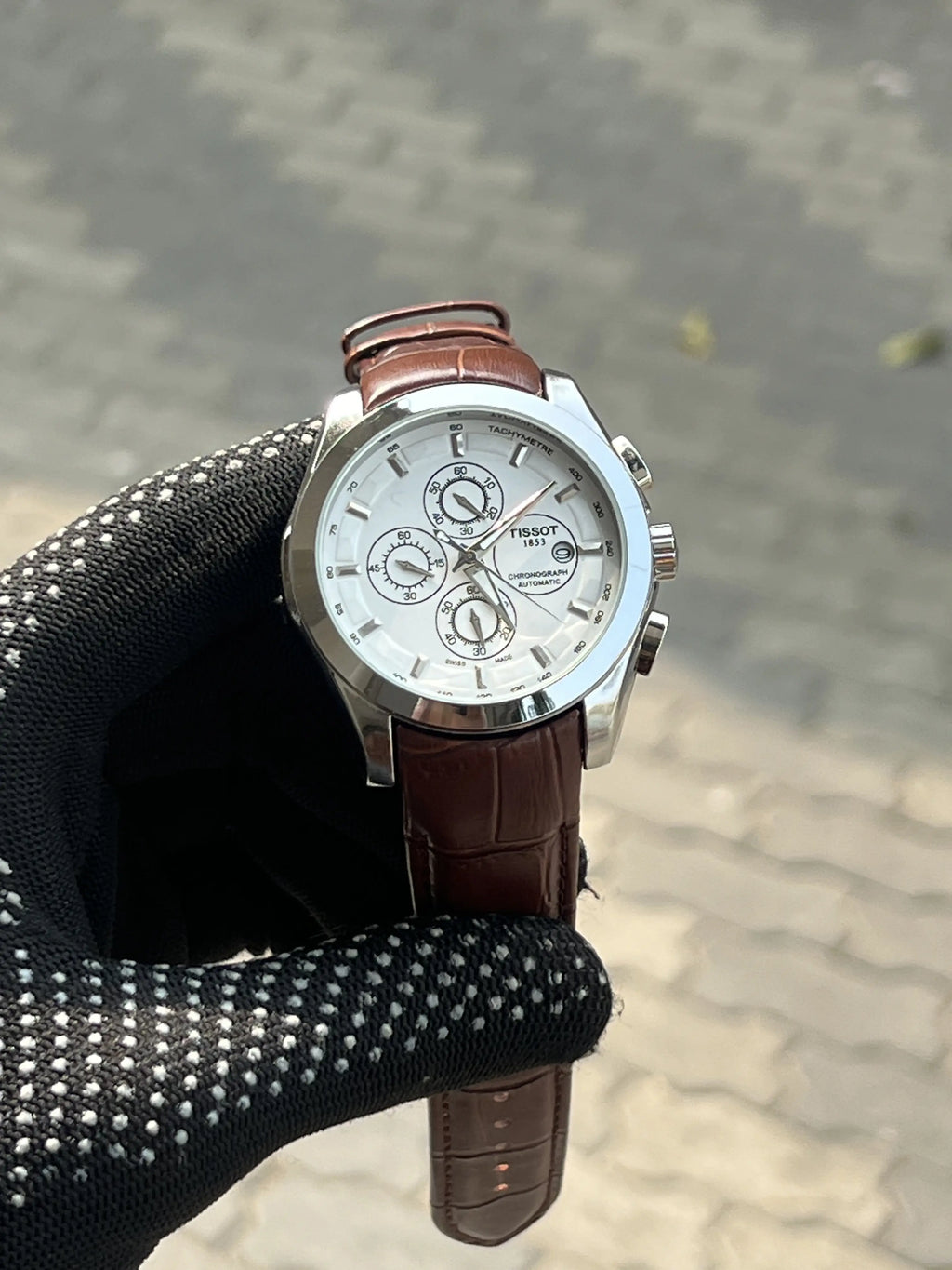 Tissot 1853 Leather Belt Brown Silver