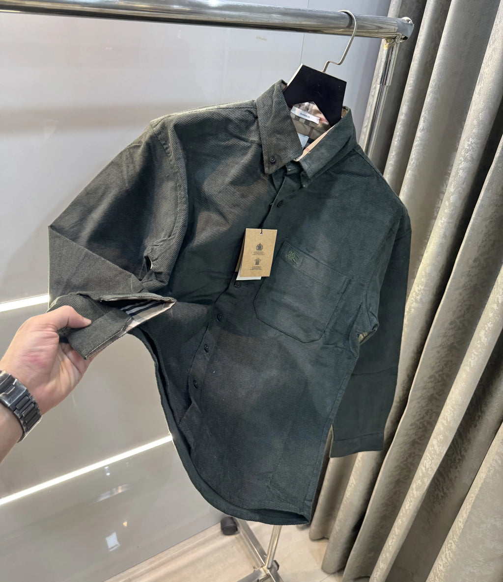 Burberr y Bottle Green Classic Premium Cord Shirt