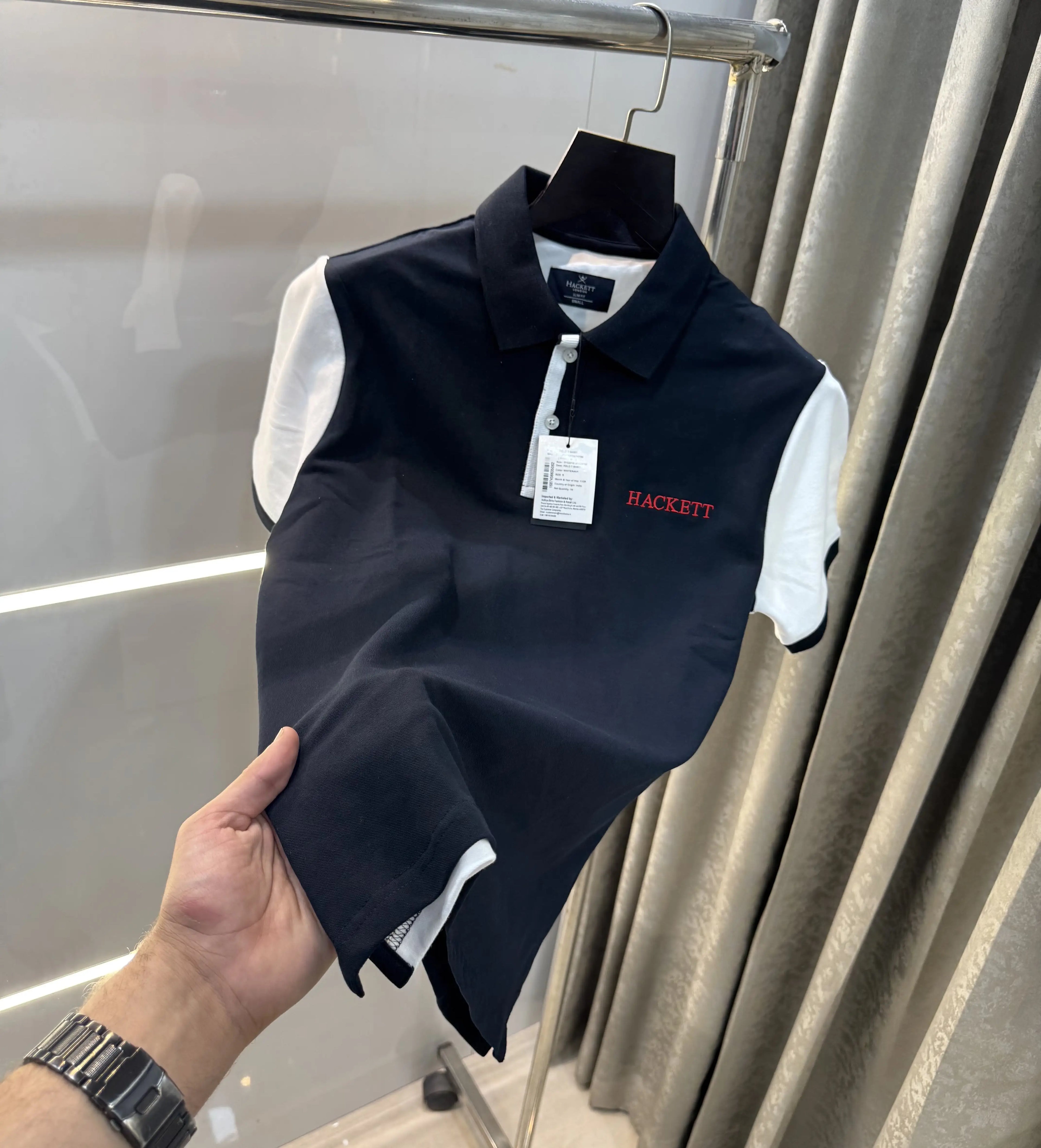Hacket  Navy Blue Logo Work Premium Polo T-Shirt