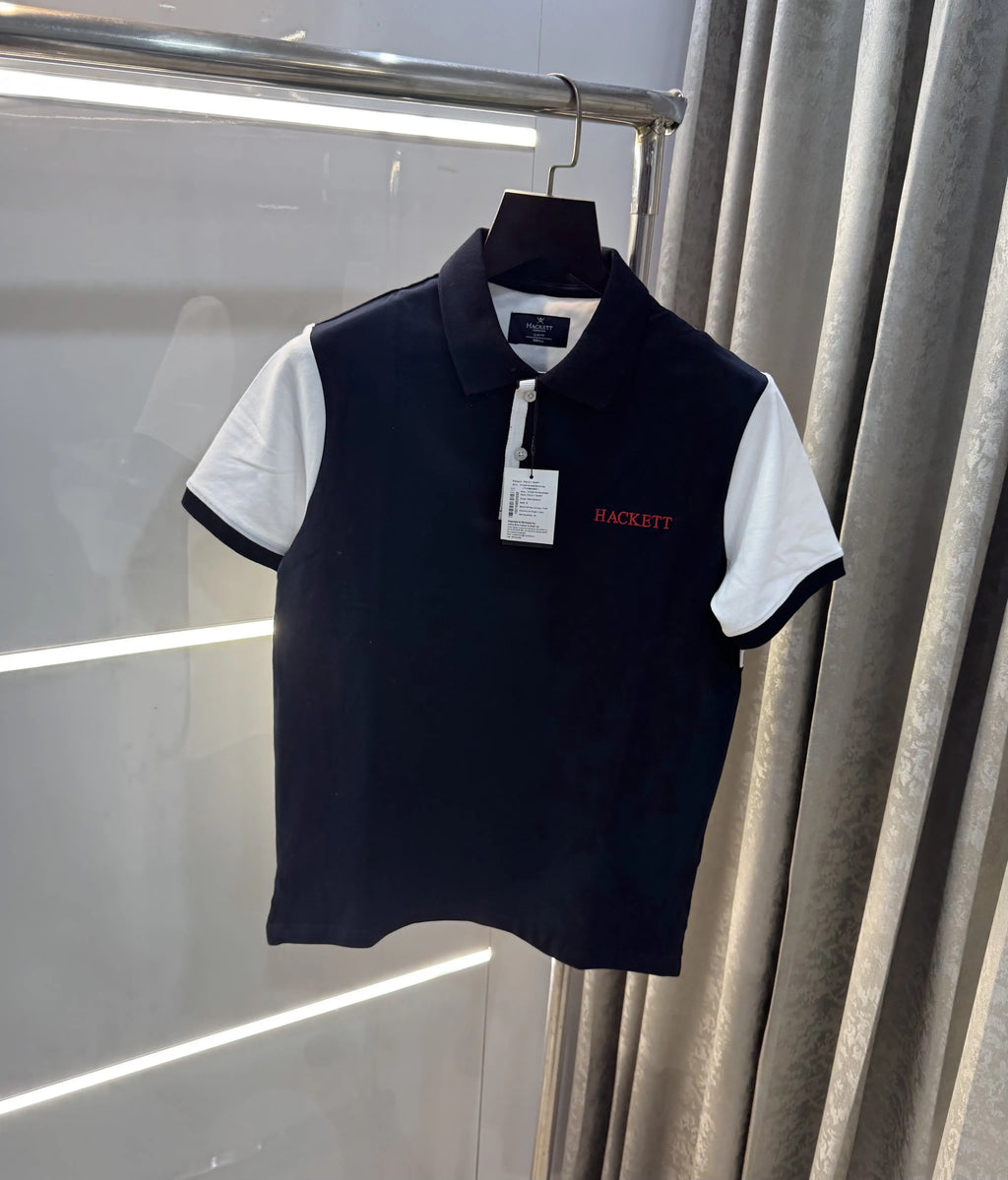 Hacket  Navy Blue Logo Work Premium Polo T-Shirt