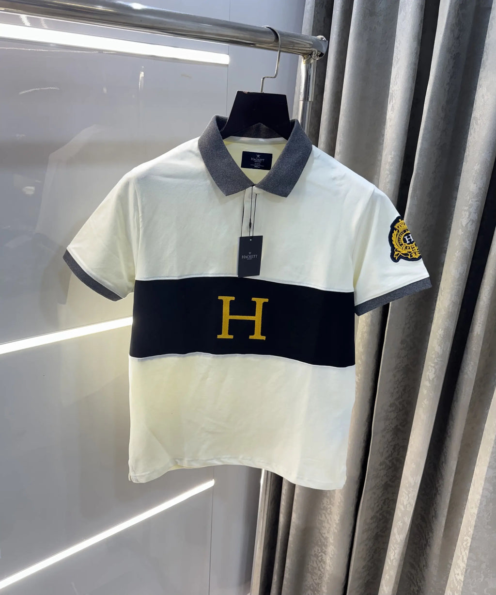 Hacket Cream Logo Work Premium Polo T-Shirt