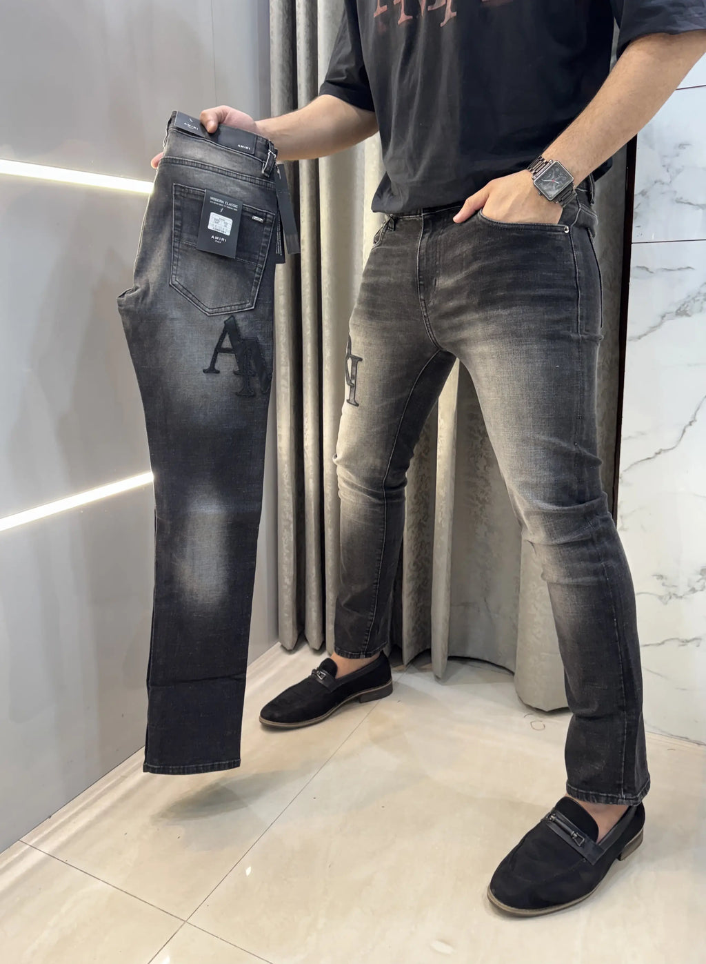 Amiri Carbon Black Imported Designer Denim
