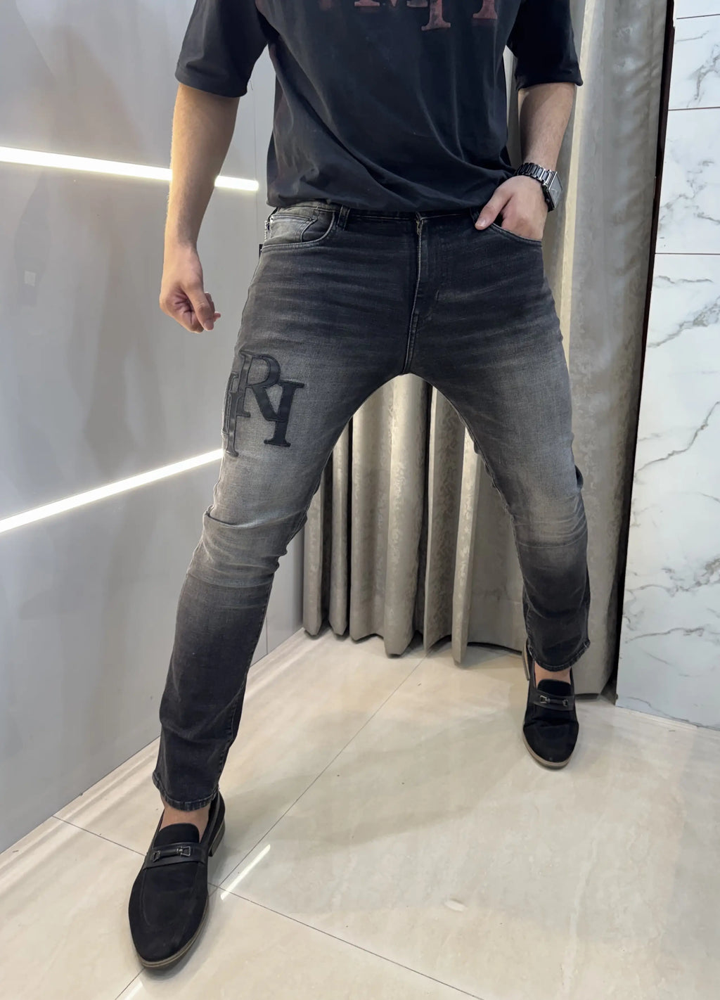 Amiri Carbon Black Imported Designer Denim