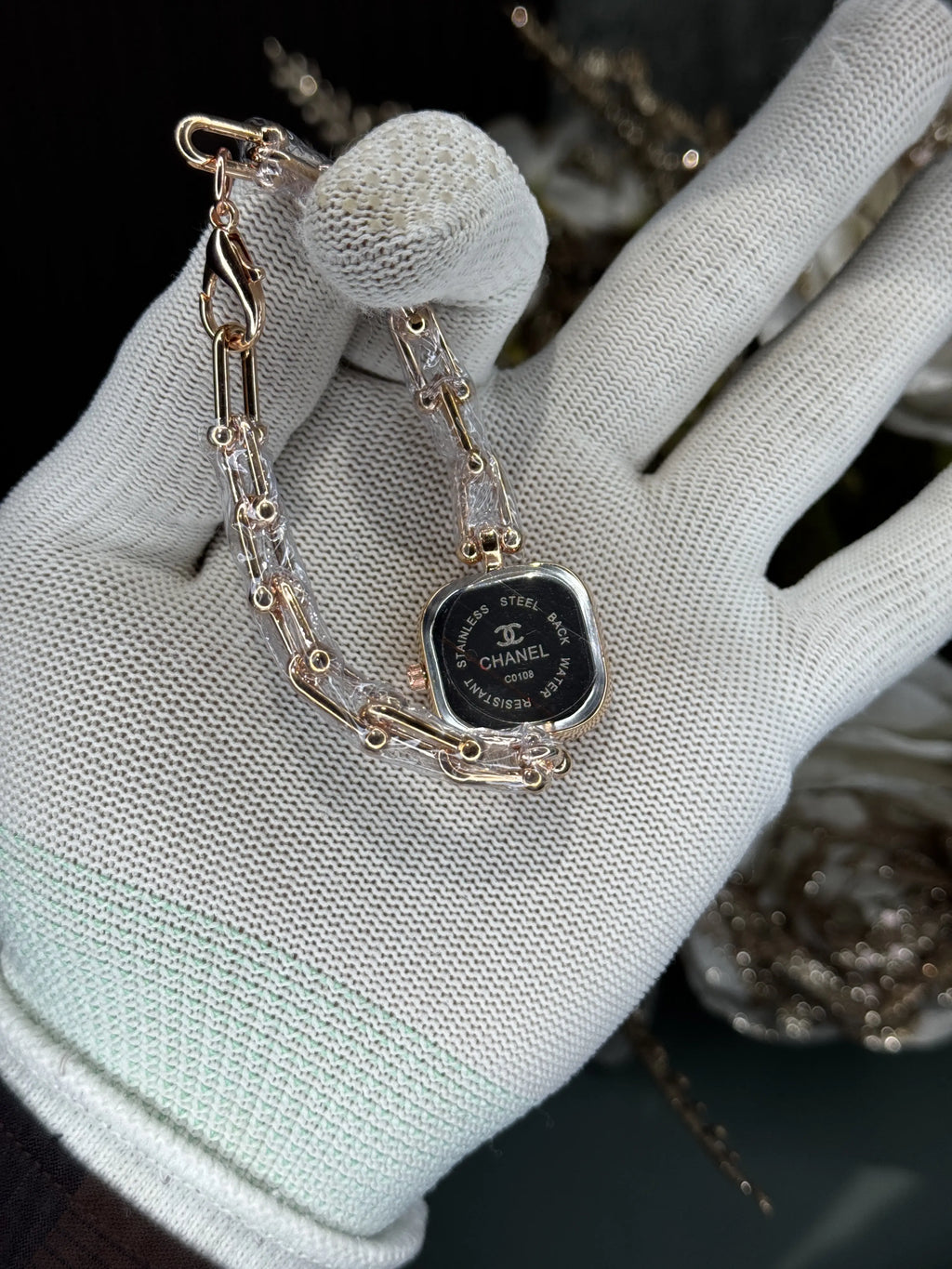 Chane l Diamond Cut Rose Gold Black