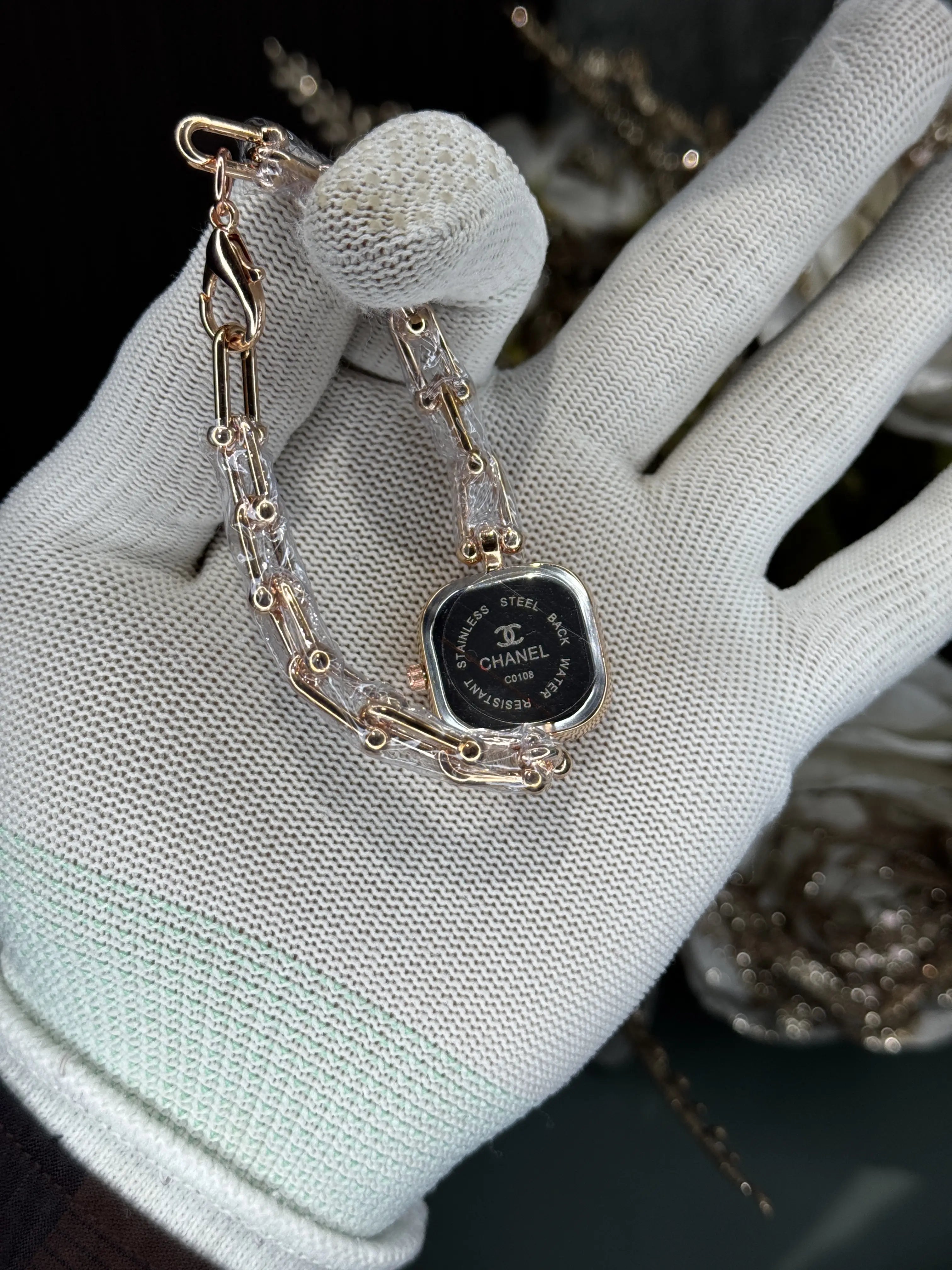 Chane l Diamond Cut Rose Gold Black
