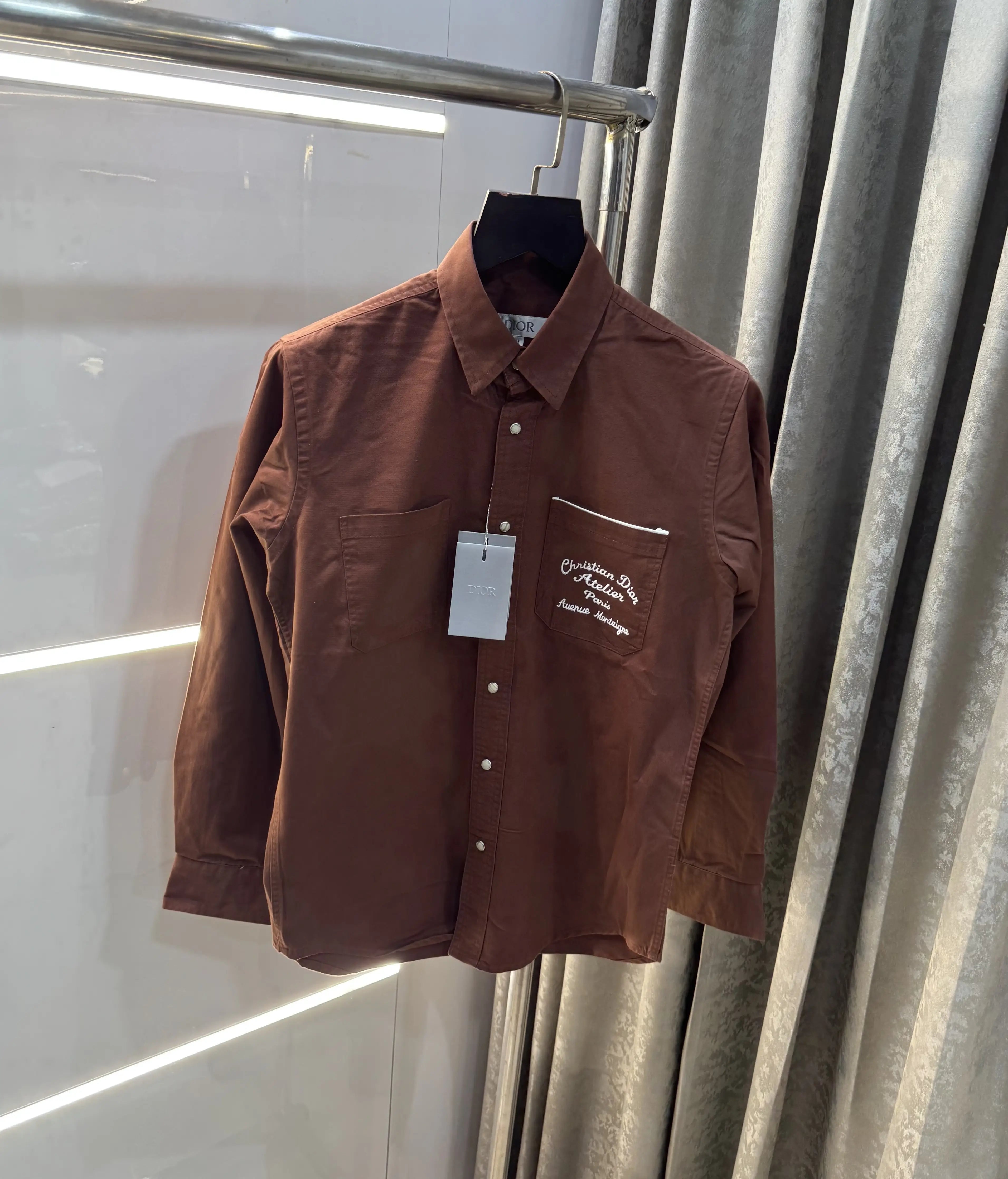 Christian Dior Dark Brown Embroidery Logo Premium Shirt Main image