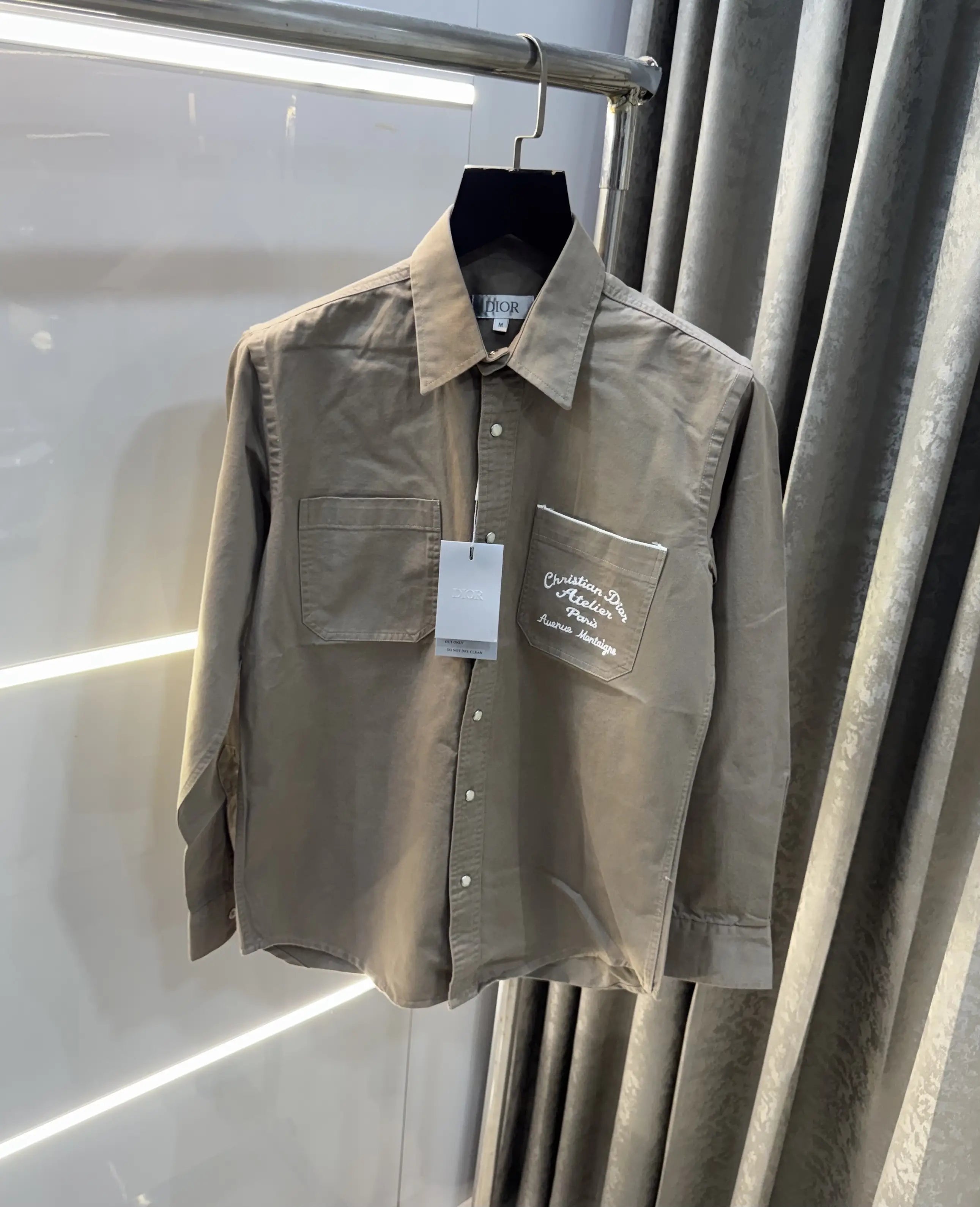 Christian Dior Light Brown Embroidery Logo Premium Shirt