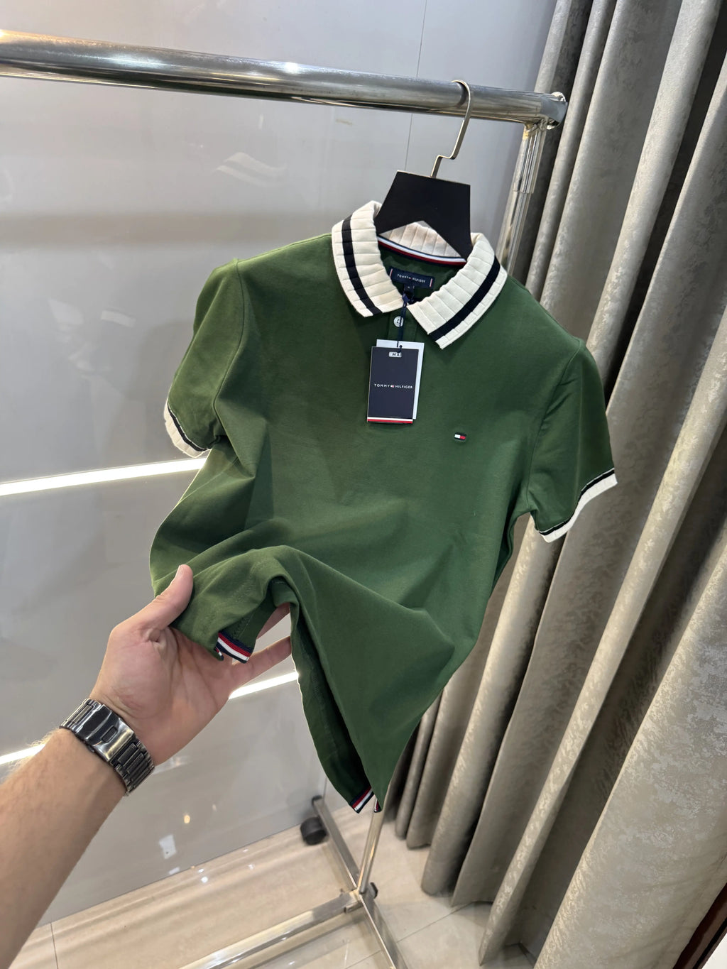 Tommy  Hilfiger Olive Green Logo Work Premium Polo T-Shirt