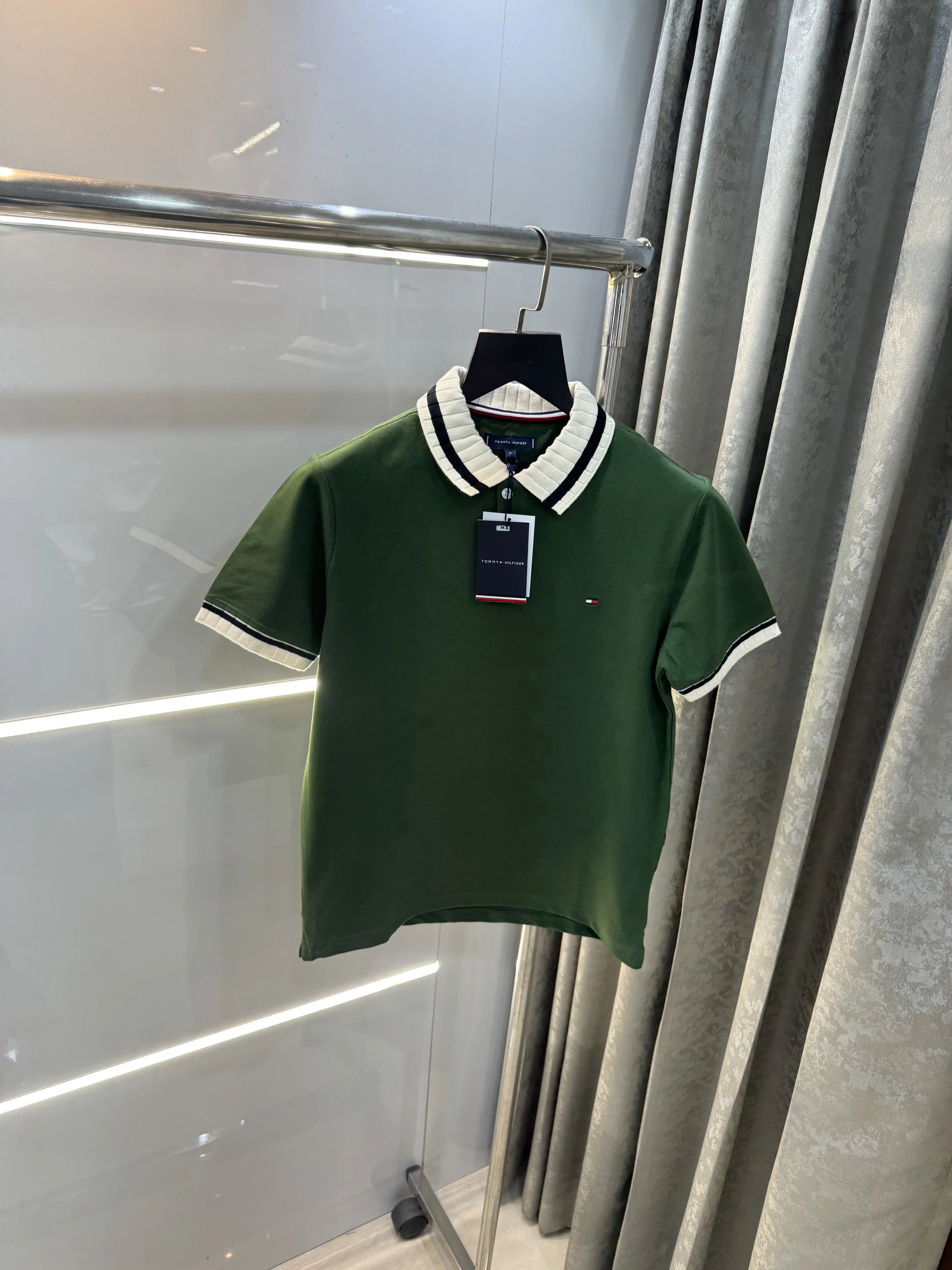 Tommy  Hilfiger Olive Green Logo Work Premium Polo T-Shirt
