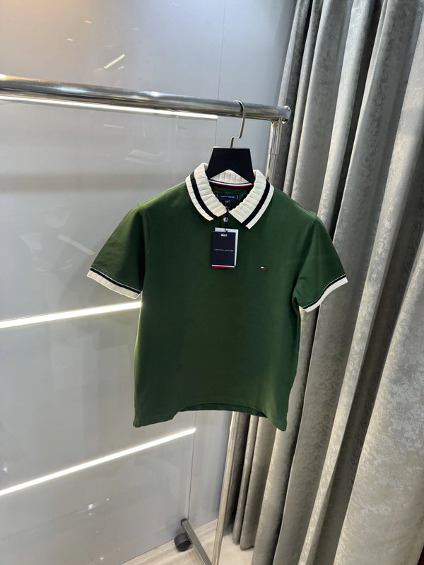 Tommy  Hilfiger Olive Green Logo Work Premium Polo T-Shirt