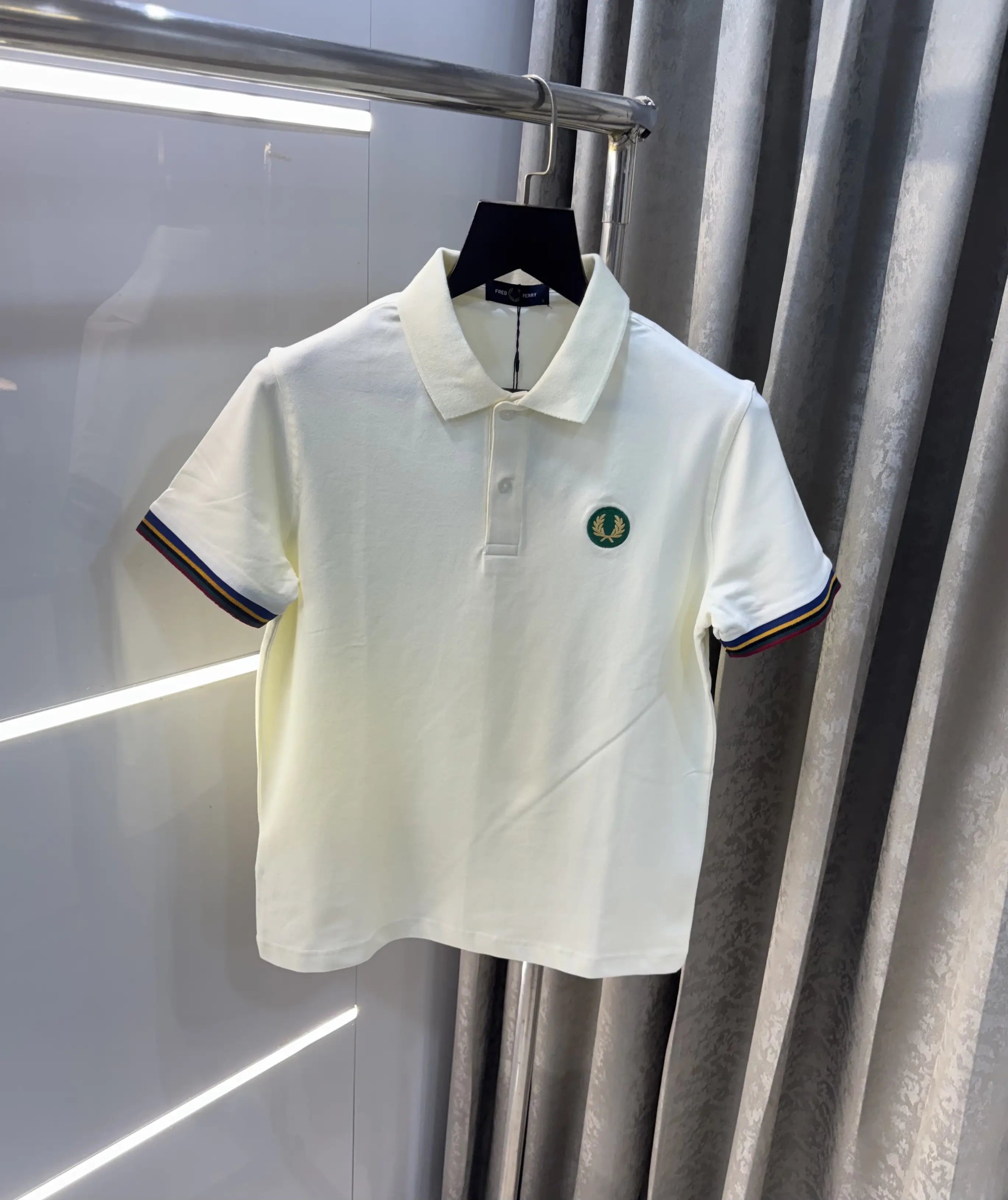 Fredperry Cream Embroidery Logo Premium Polo T-Shirt