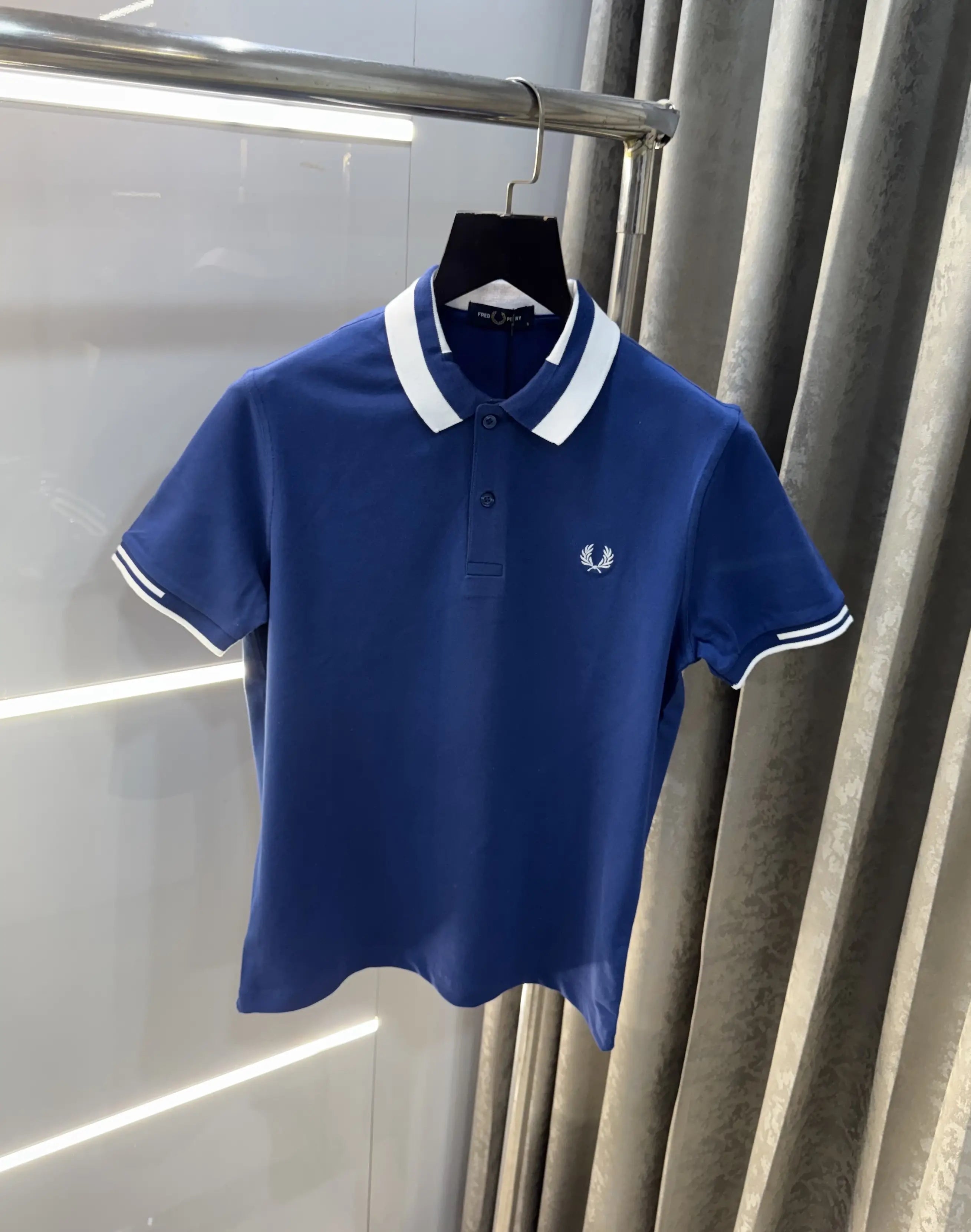 Fredperry Blue Embroidery Logo Premium Polo T-Shirt