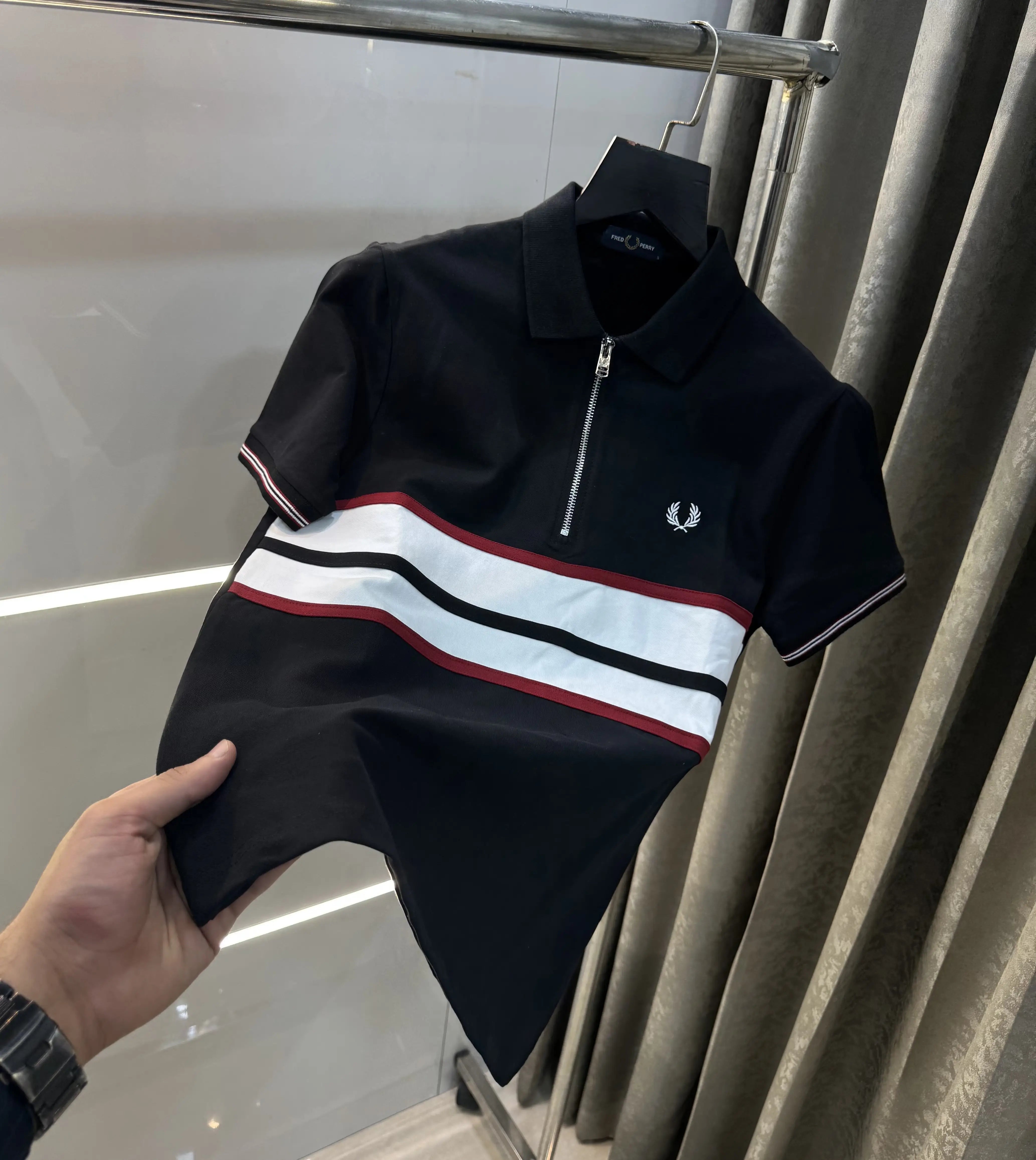Fredperry Black Embroidery Logo Premium Polo T-Shirt Secondary image
