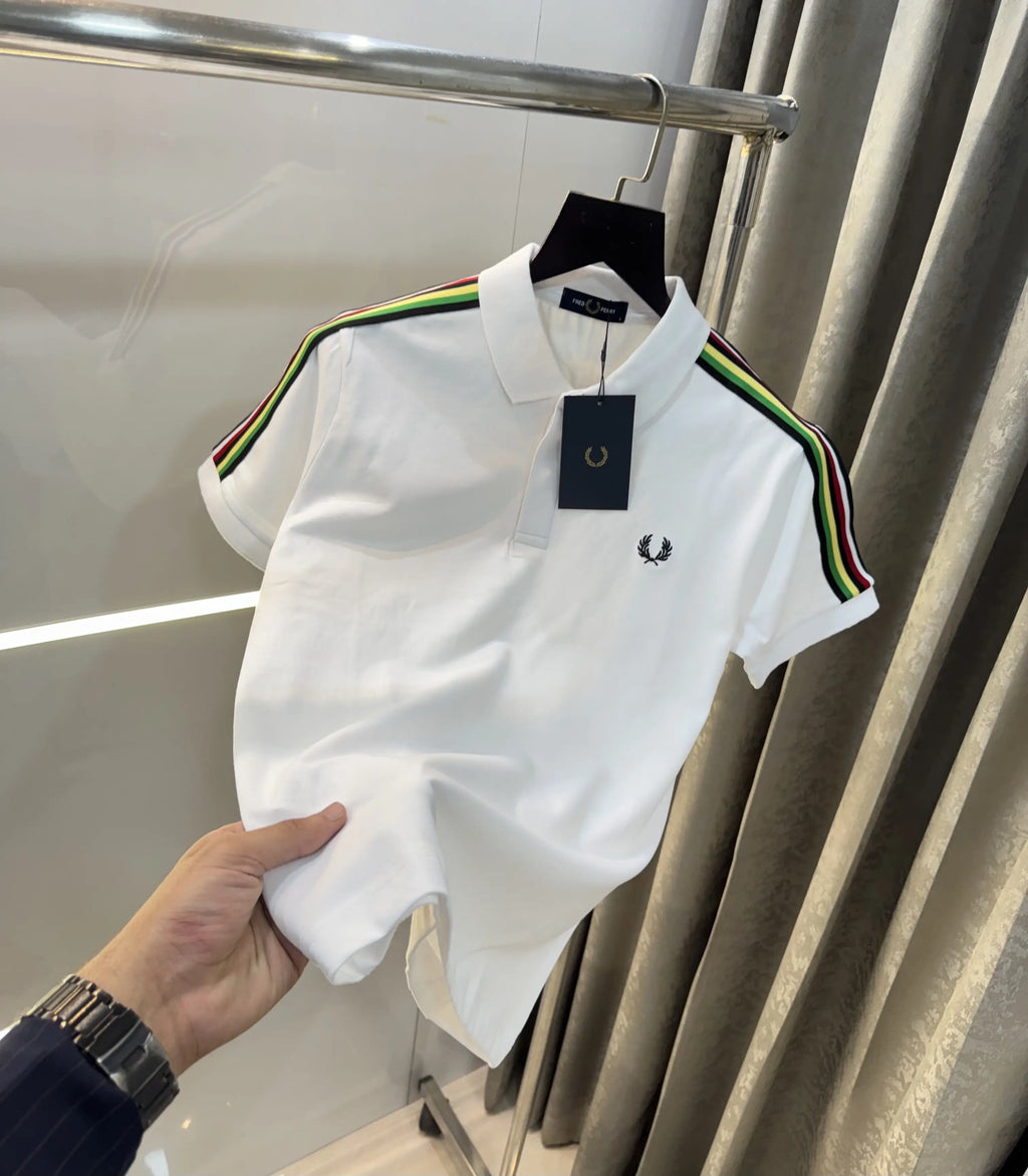 Fredperry White Embroidery Logo Premium Polo T-Shirt