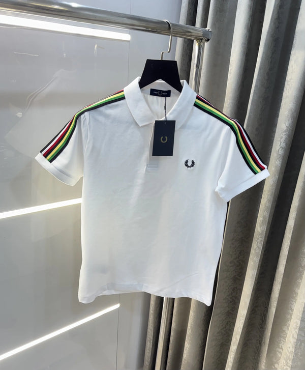 Fredperry White Embroidery Logo Premium Polo T-Shirt
