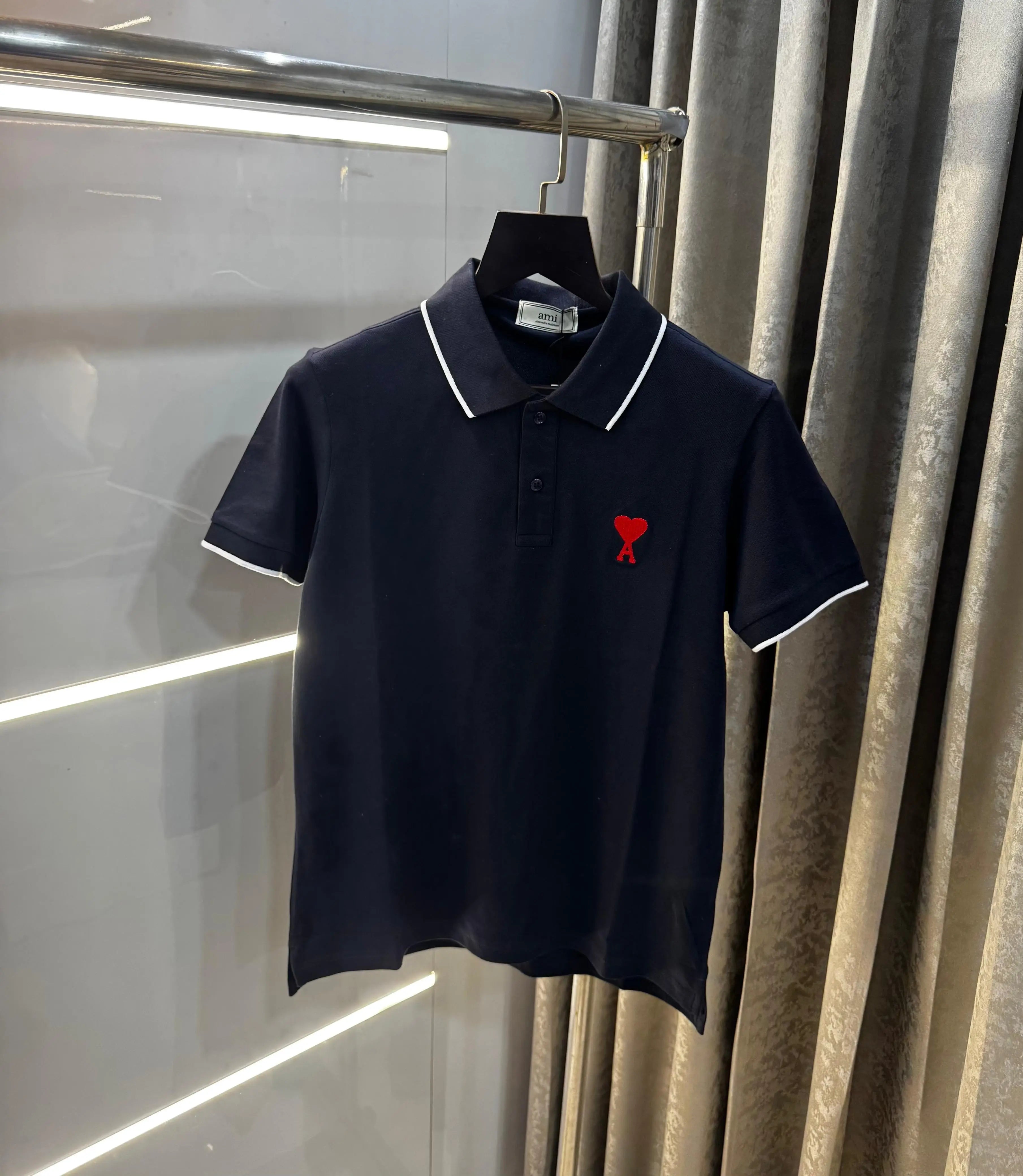 Ami paris Navy Blue Logo Print Premium Imported T-Shirt