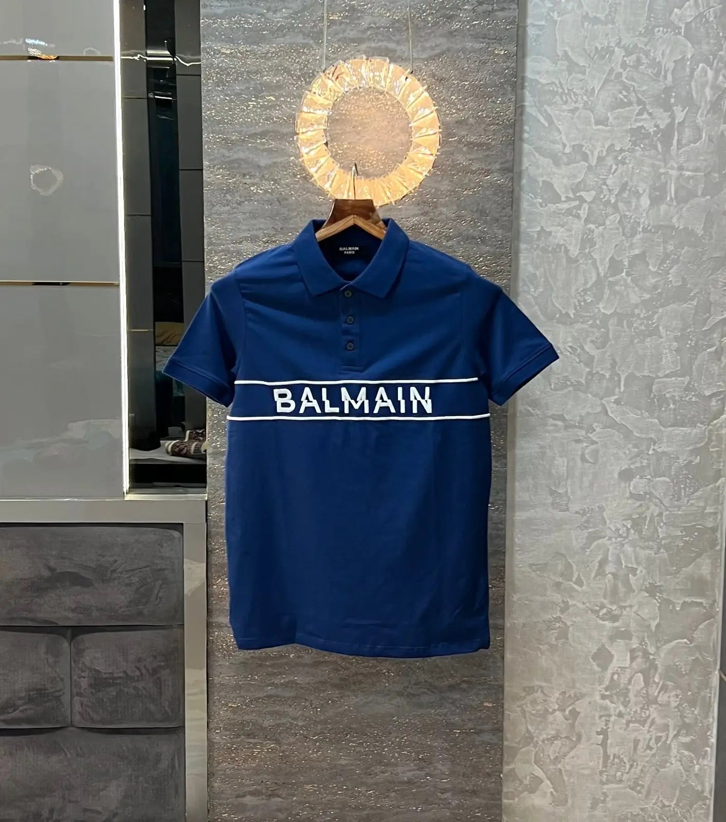 Balmai n Paris P.Blue  Metal Logo Imported Polo T-Shirt