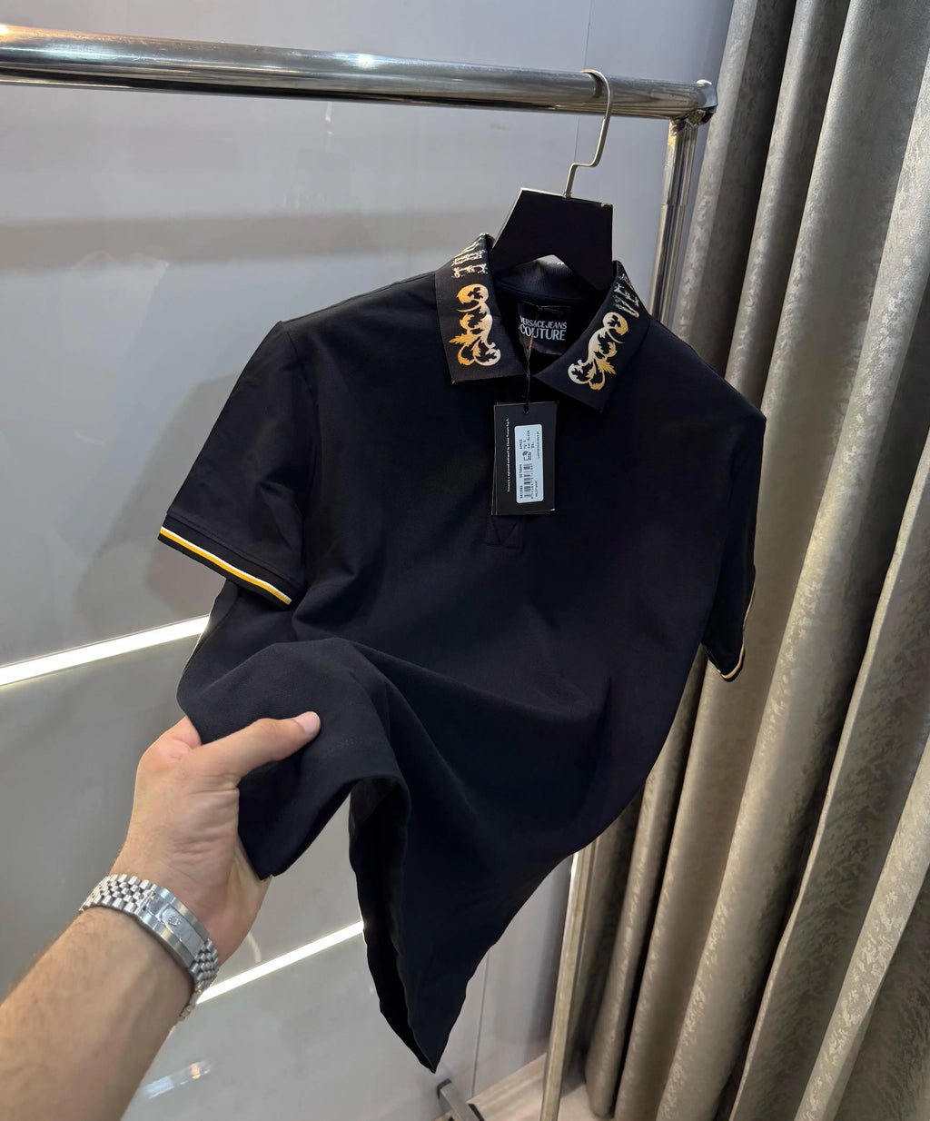 Versac e Couture Black Collar Logo Imported Polo T-Shirt