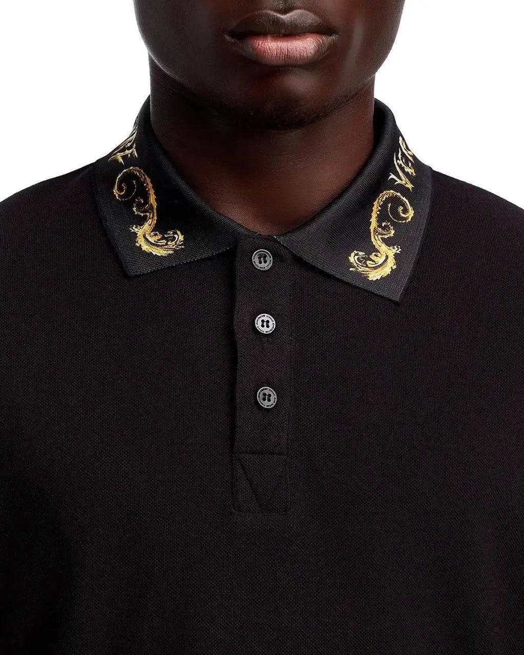 Versac e Couture Black Collar Logo Imported Polo T-Shirt
