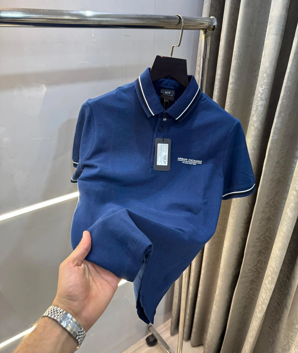 Arman i E-xchange Petrol Blue Logo Print Premium Polo T-Shirt