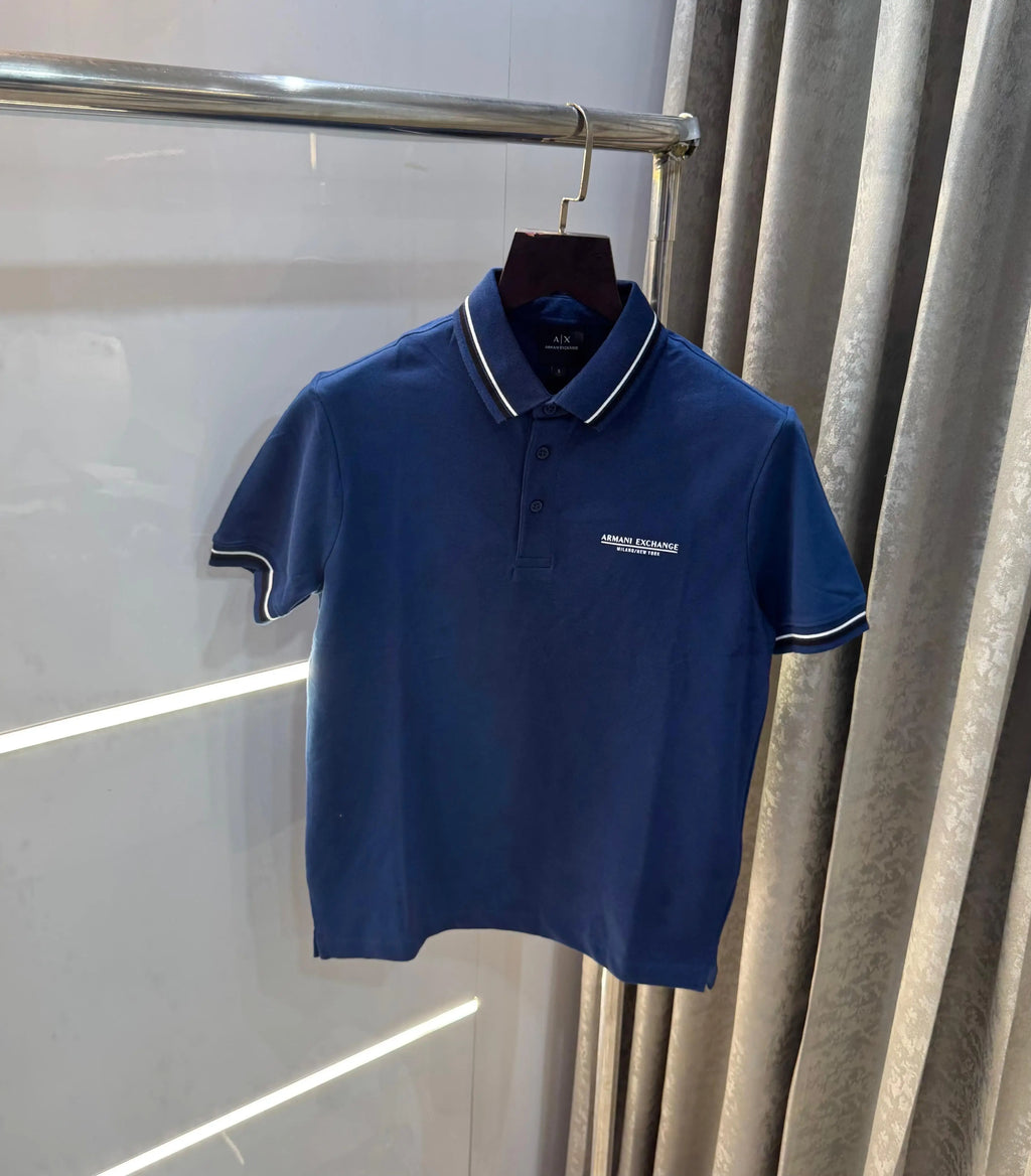 Arman i E-xchange Petrol Blue Logo Print Premium Polo T-Shirt