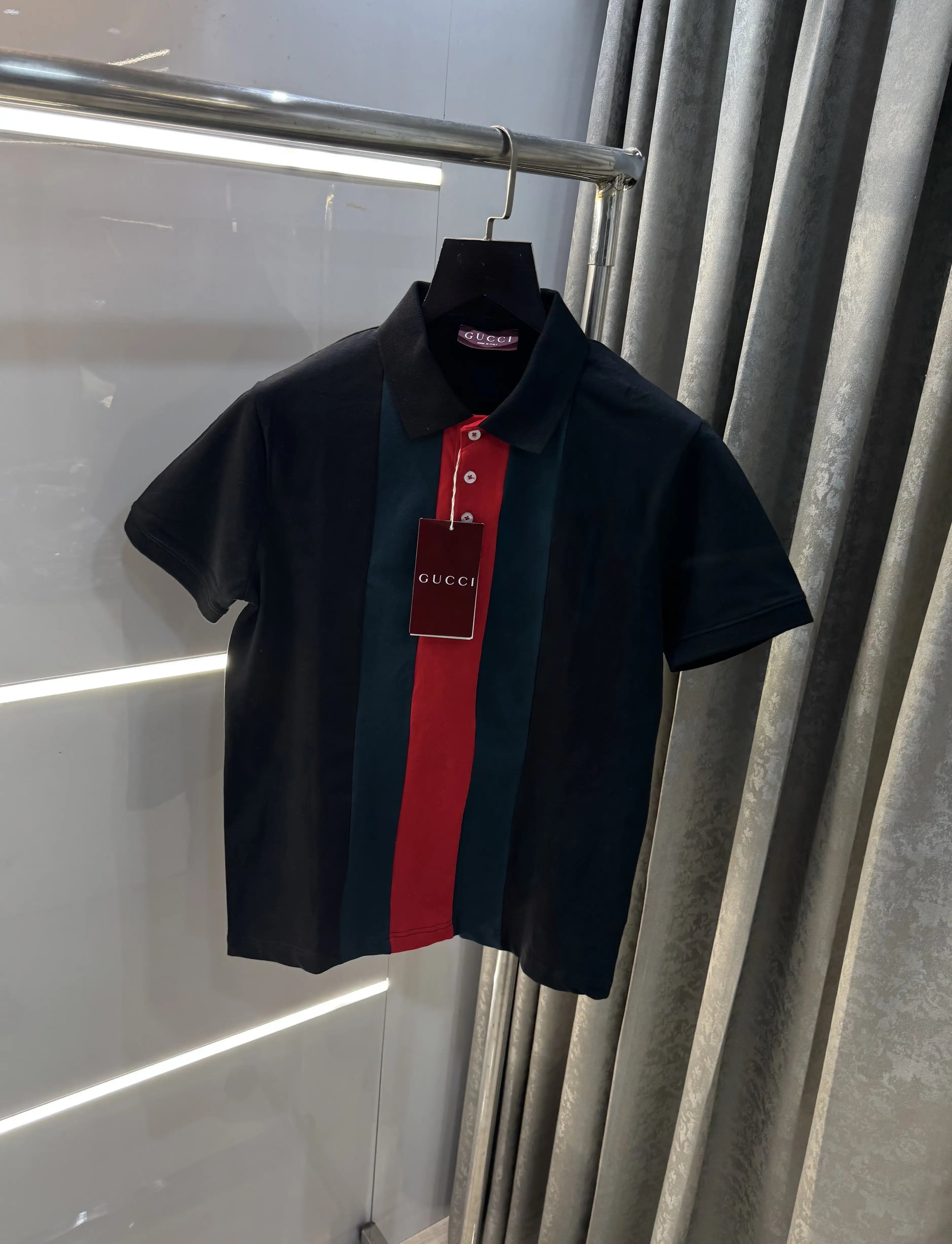 Gucc i Black Logo Work Imported Polo T-Shirt