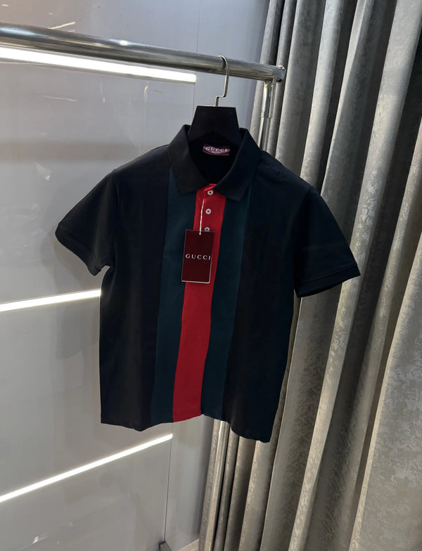 Gucc i Black Logo Work Imported Polo T-Shirt