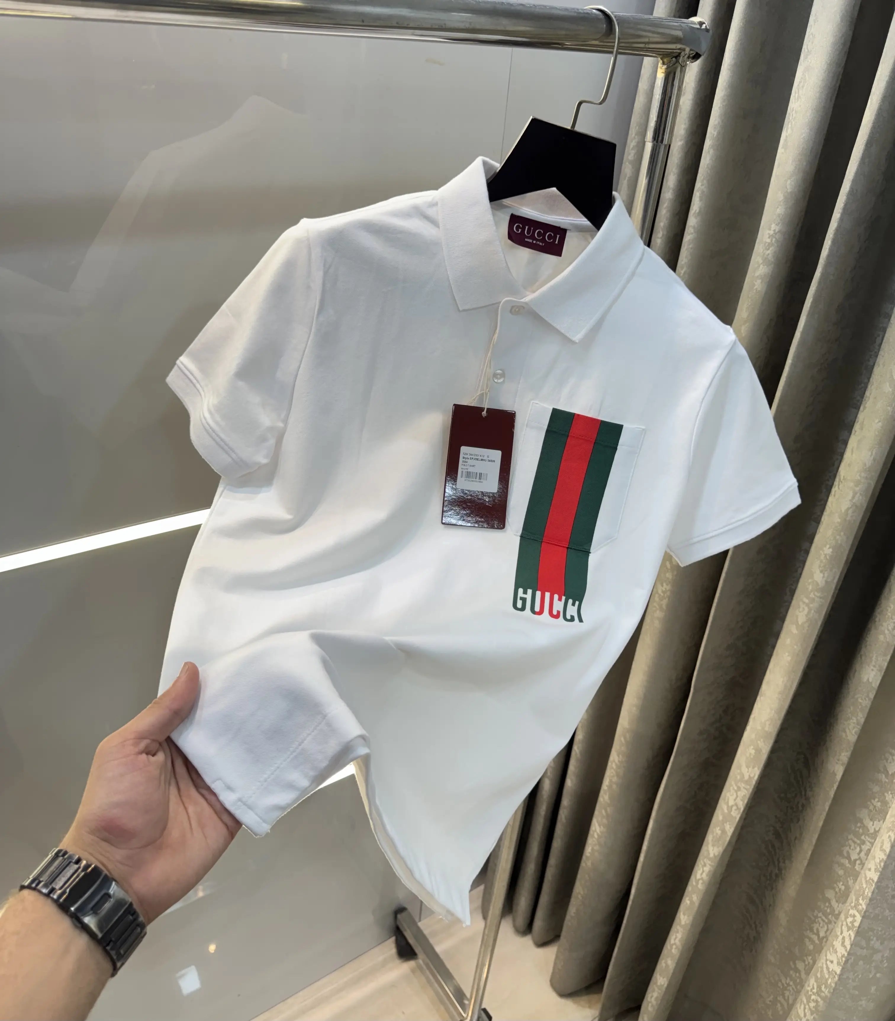 Gucc i White Logo Work Imported Polo T-Shirt