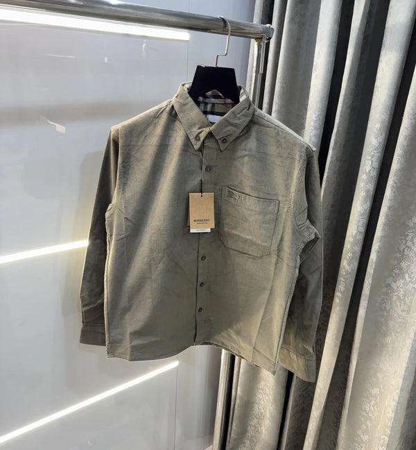 Burberr y Olive Classic Premium Cord Shirt