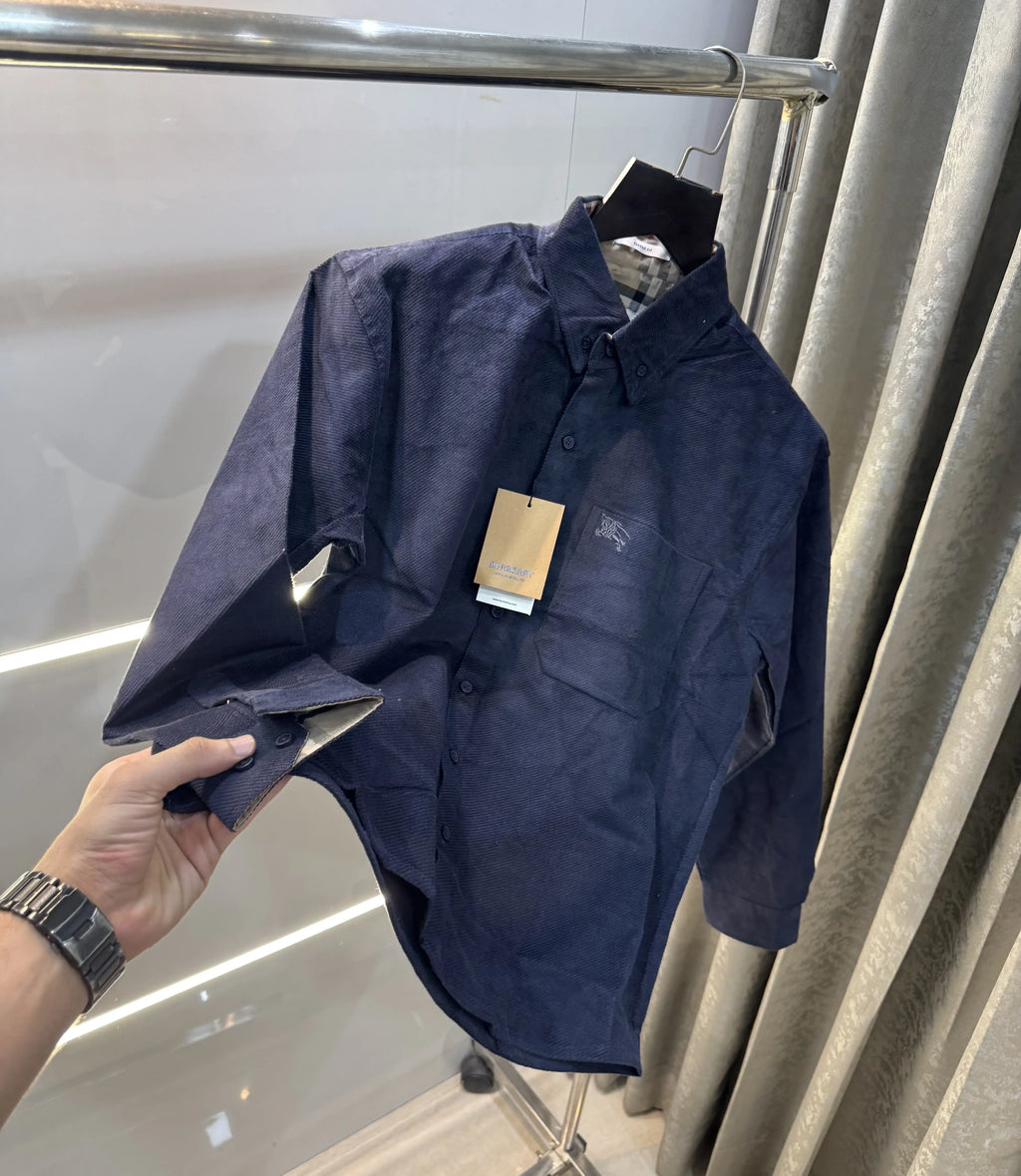 Burberr y Navy Blue Classic Premium Cord Shirt