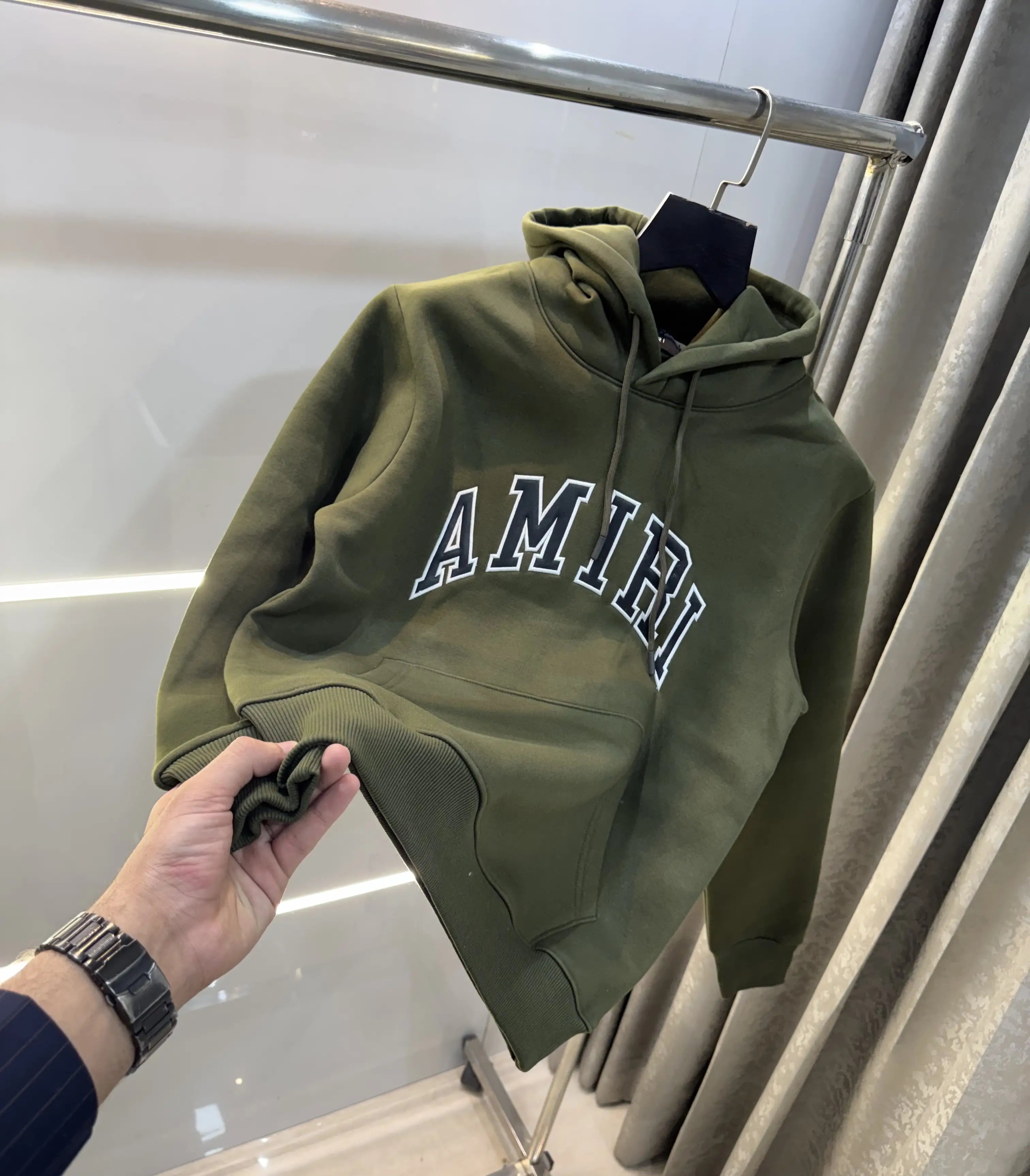 Amir i Olive Green Logo Work Imported Hoodie Main image