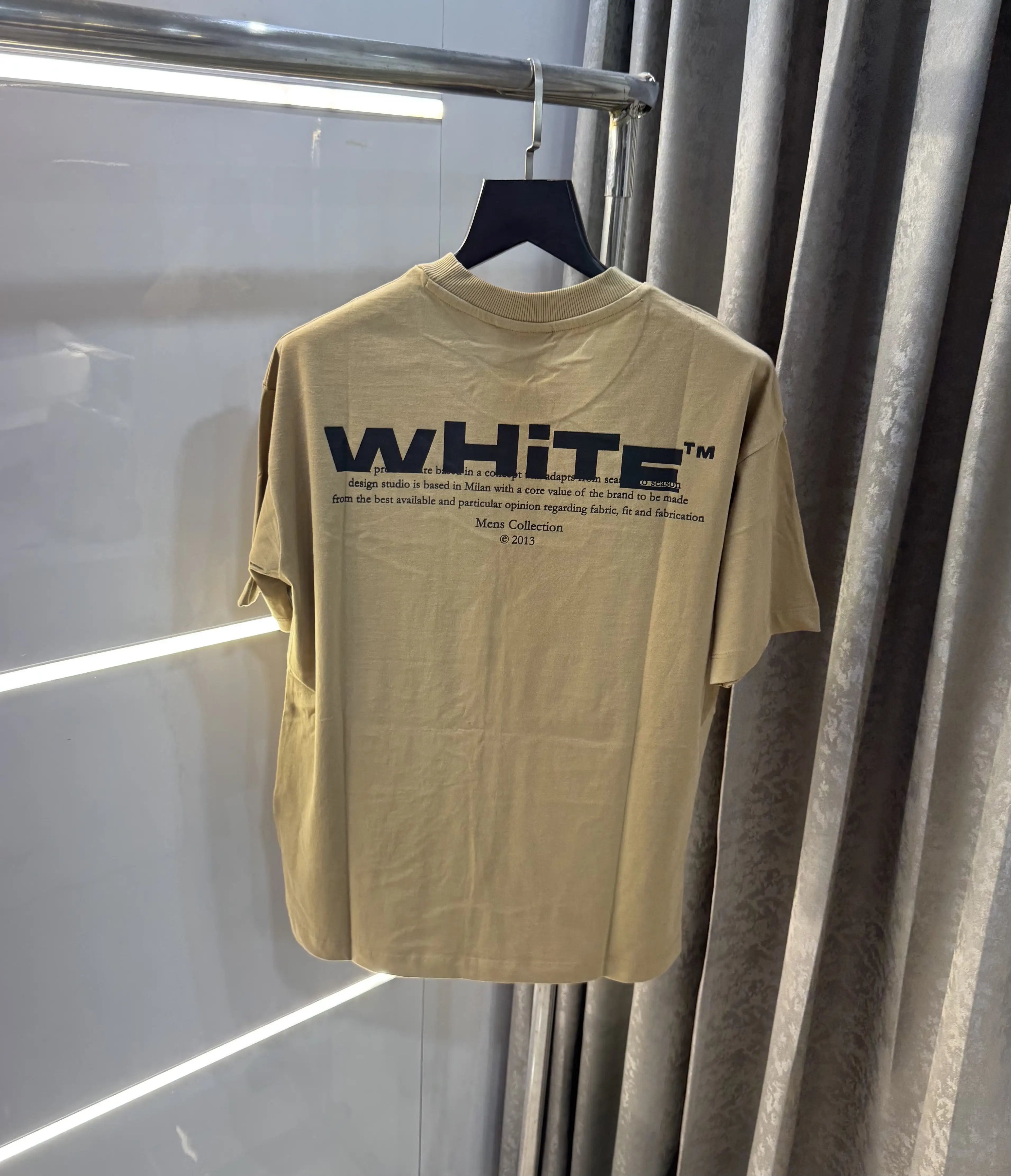 Off White Beige Imported Oversized T-Shirt Main image
