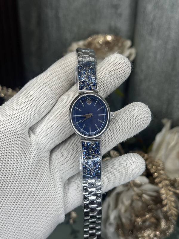 Swarovsk i Sparkle Silver Blue Premium Ladies Watch