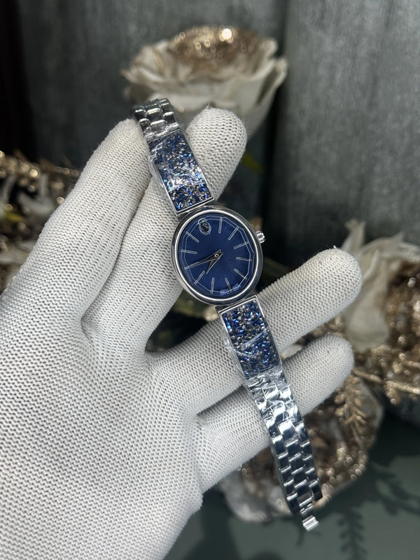 Swarovsk i Sparkle Silver Blue Premium Ladies Watch