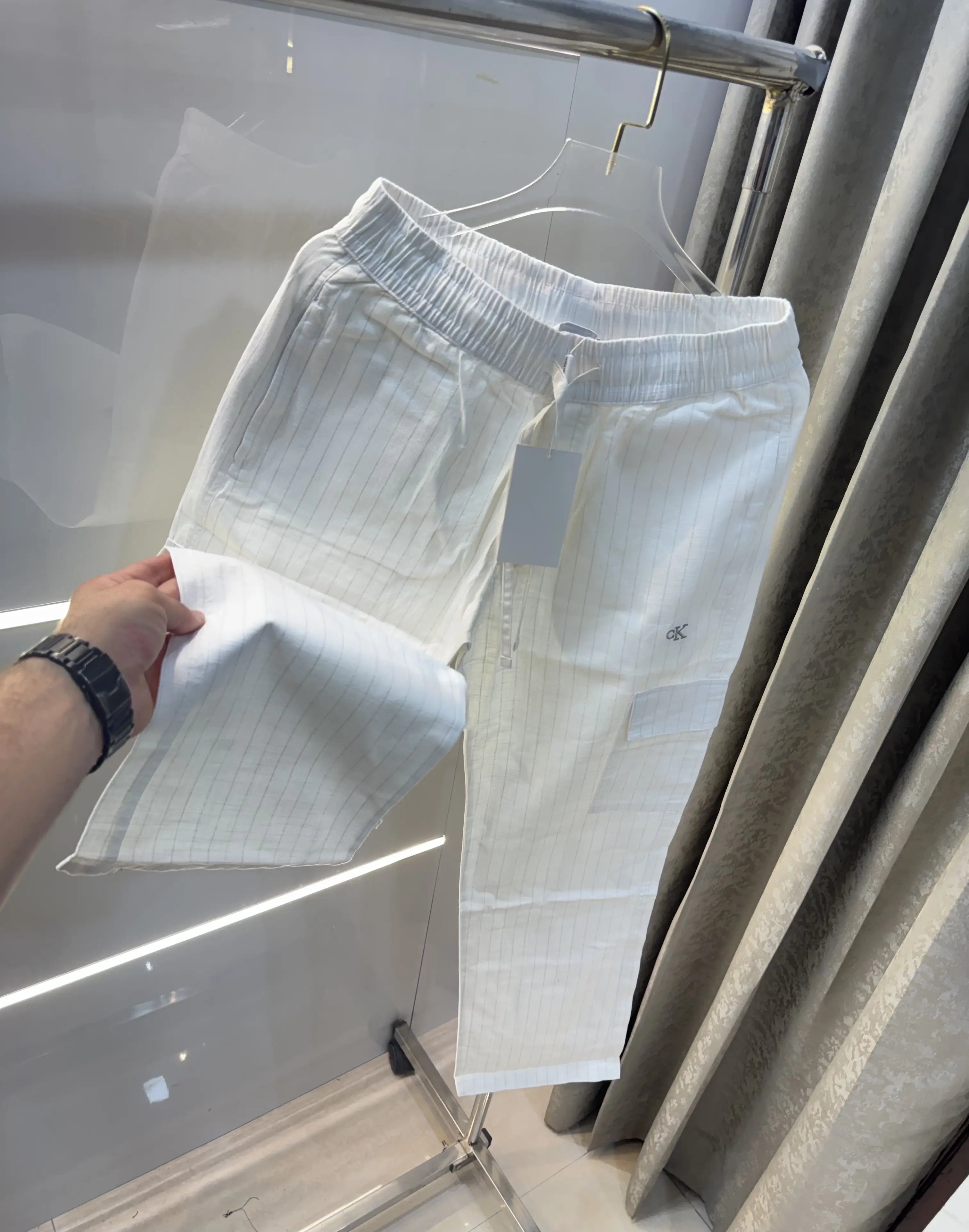 Calvin  Klein White Stripes Classic Trouser