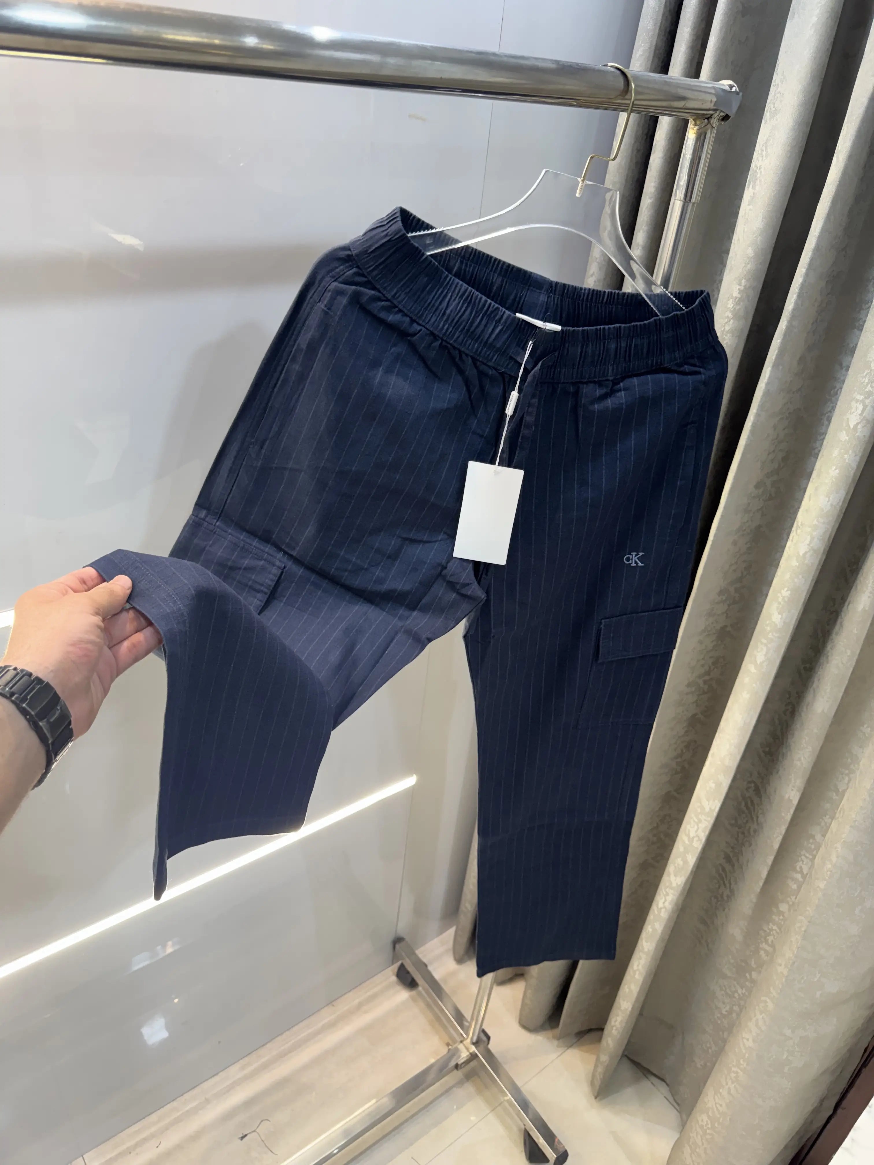 Calvin  Klein Navy Blue Stripes Classic Trouser Secondary image