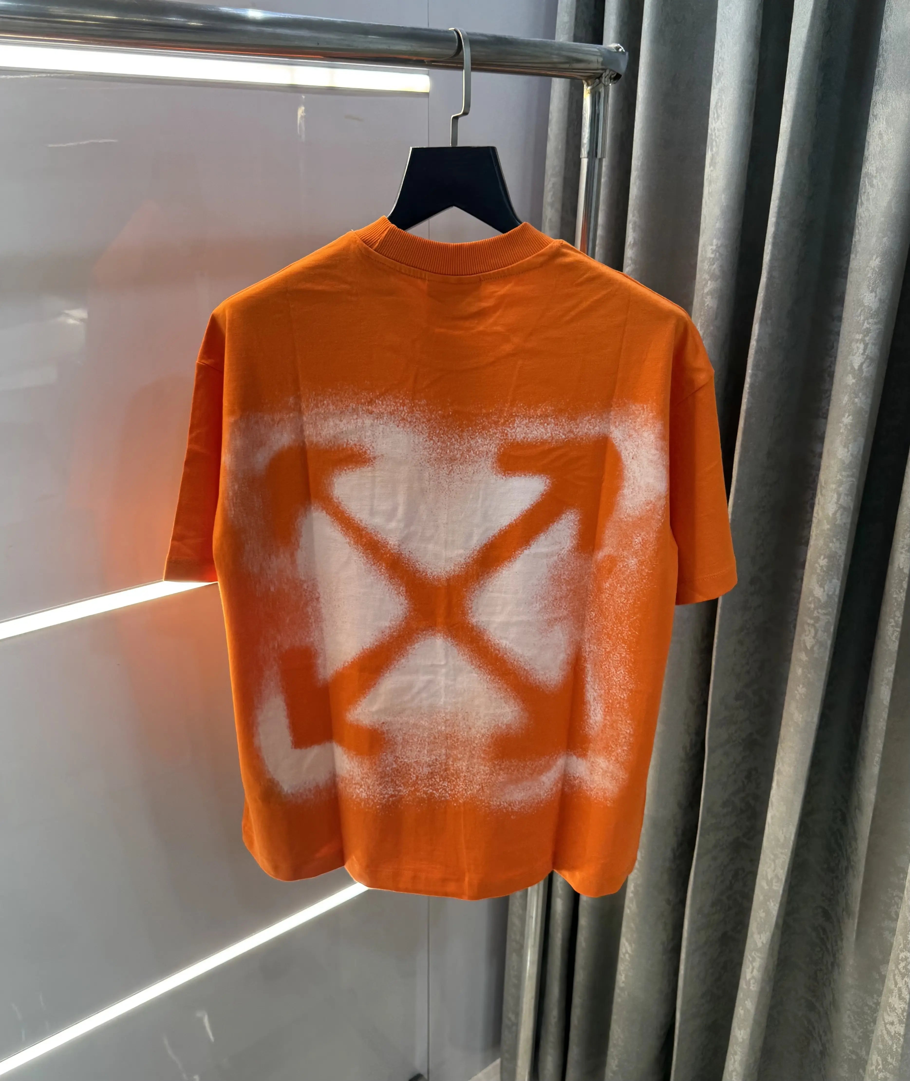 Off White Orange Printed Imported Oversized T-Shirt Main image