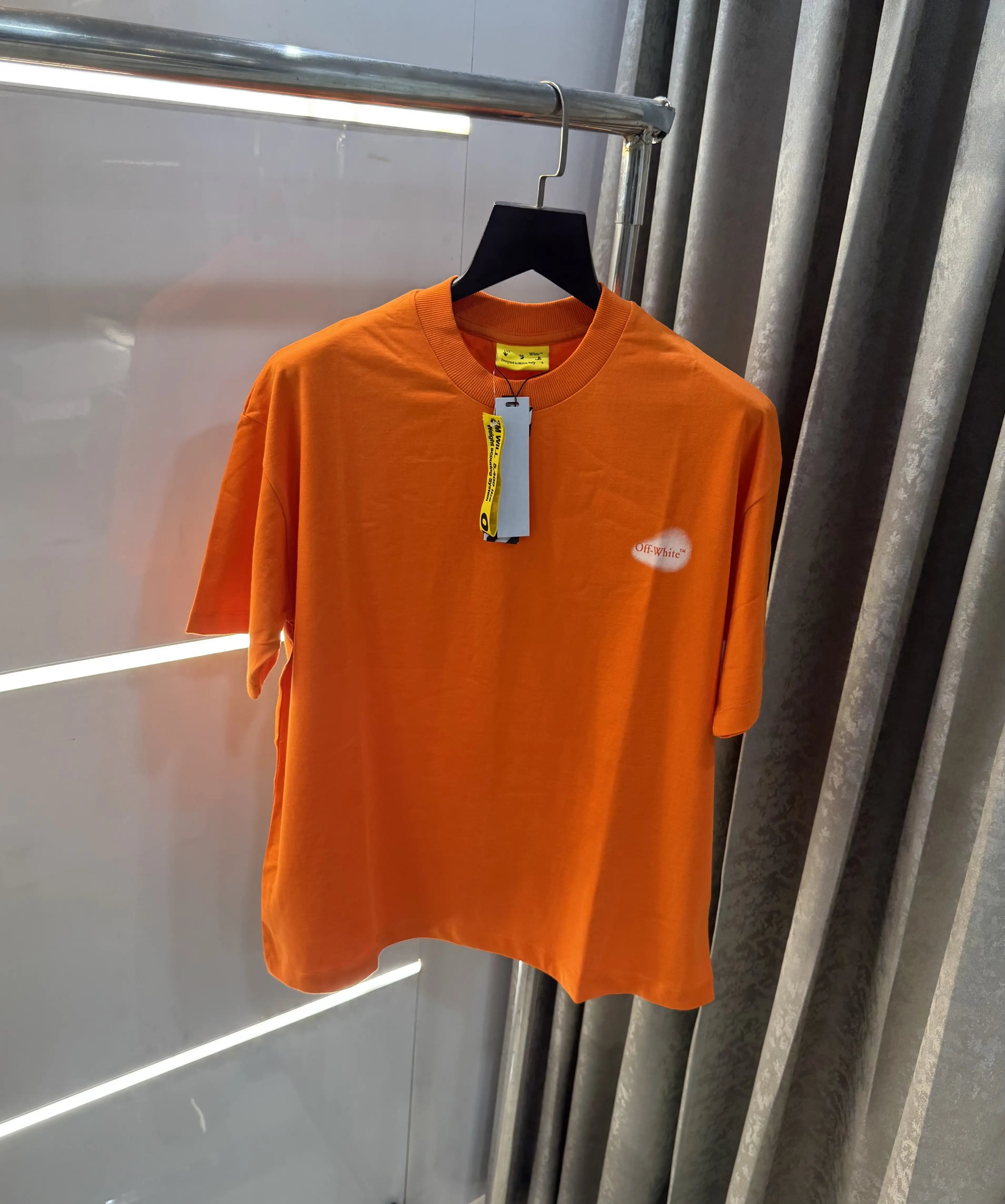 Off White Orange Printed Imported Oversized T-Shirt Secondary image