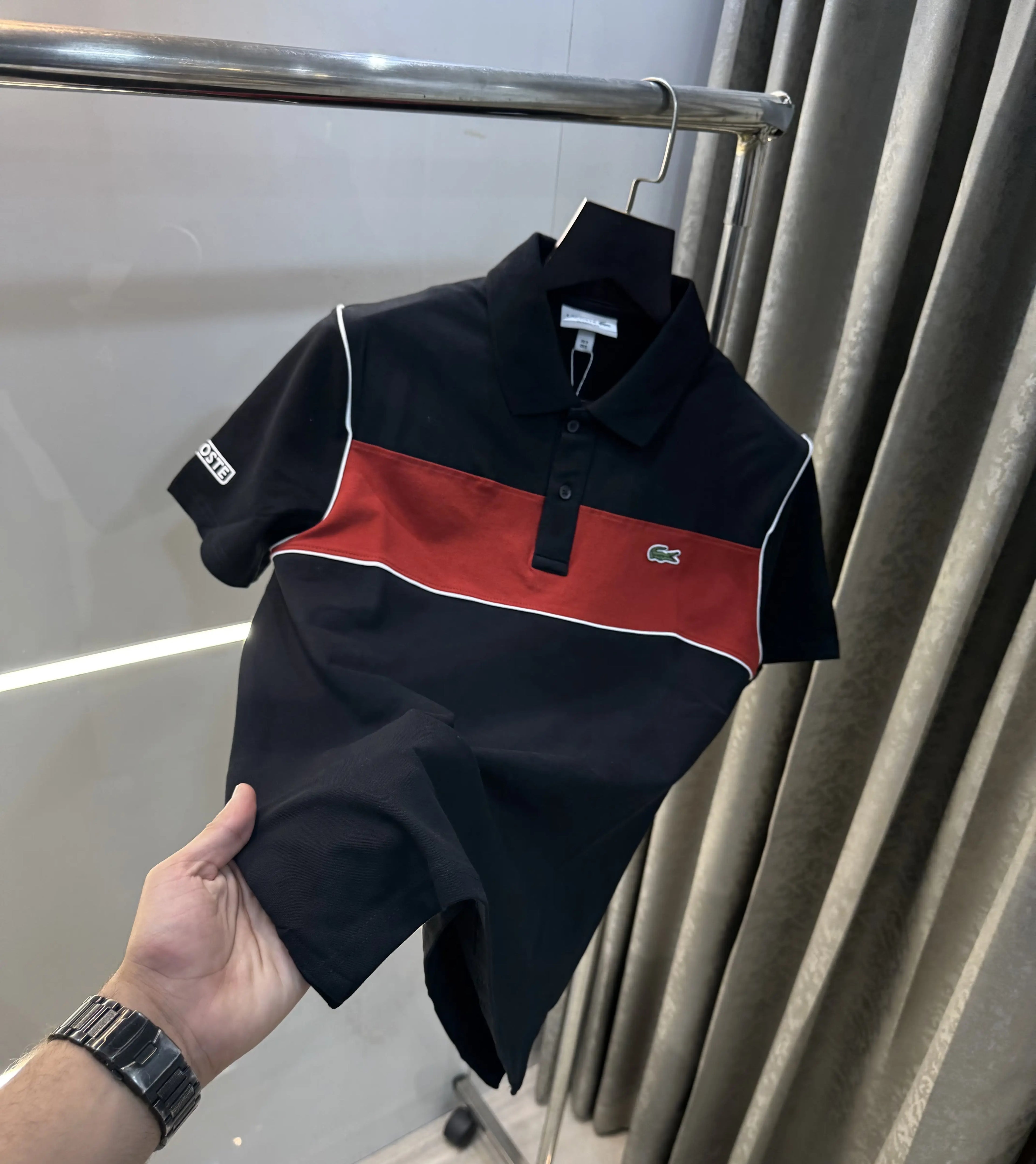 Lacost e Black Embroidery Logo Premium Polo T-Shirt