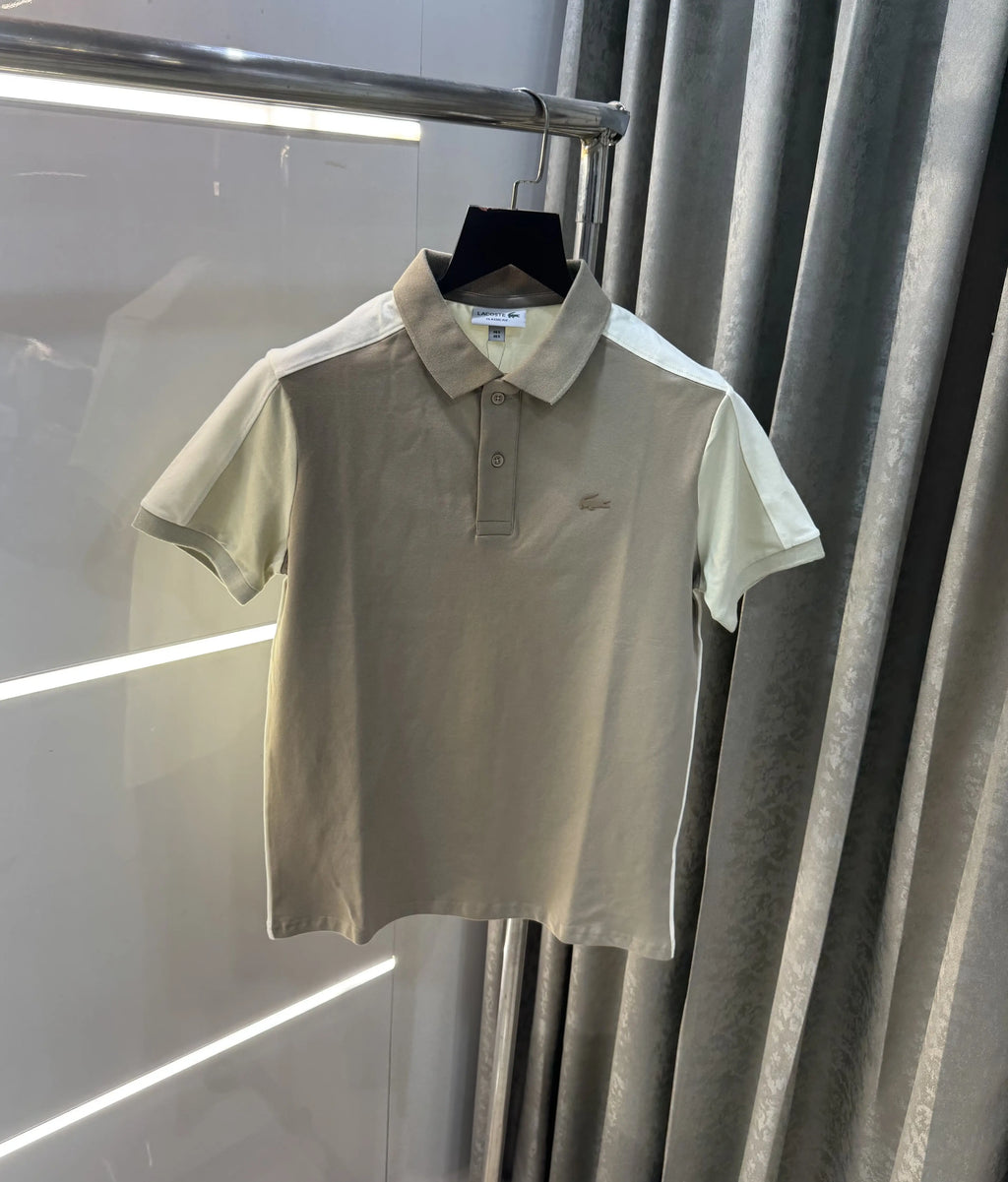 Lacost e Beige Embroidery Logo Premium Polo T-Shirt