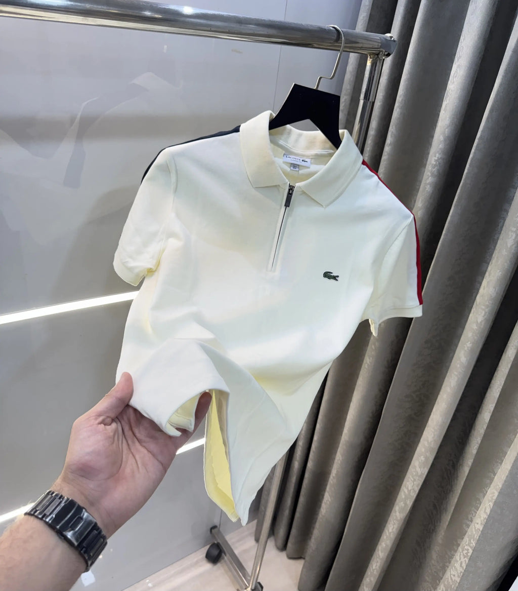 Lacost e Cream Embroidery Logo Premium Polo T-Shirt