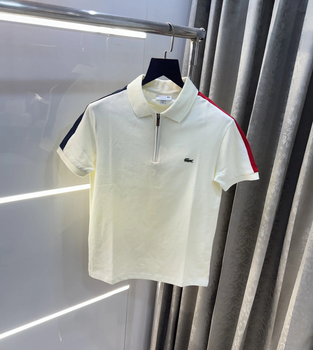 Lacost e Cream Embroidery Logo Premium Polo T-Shirt